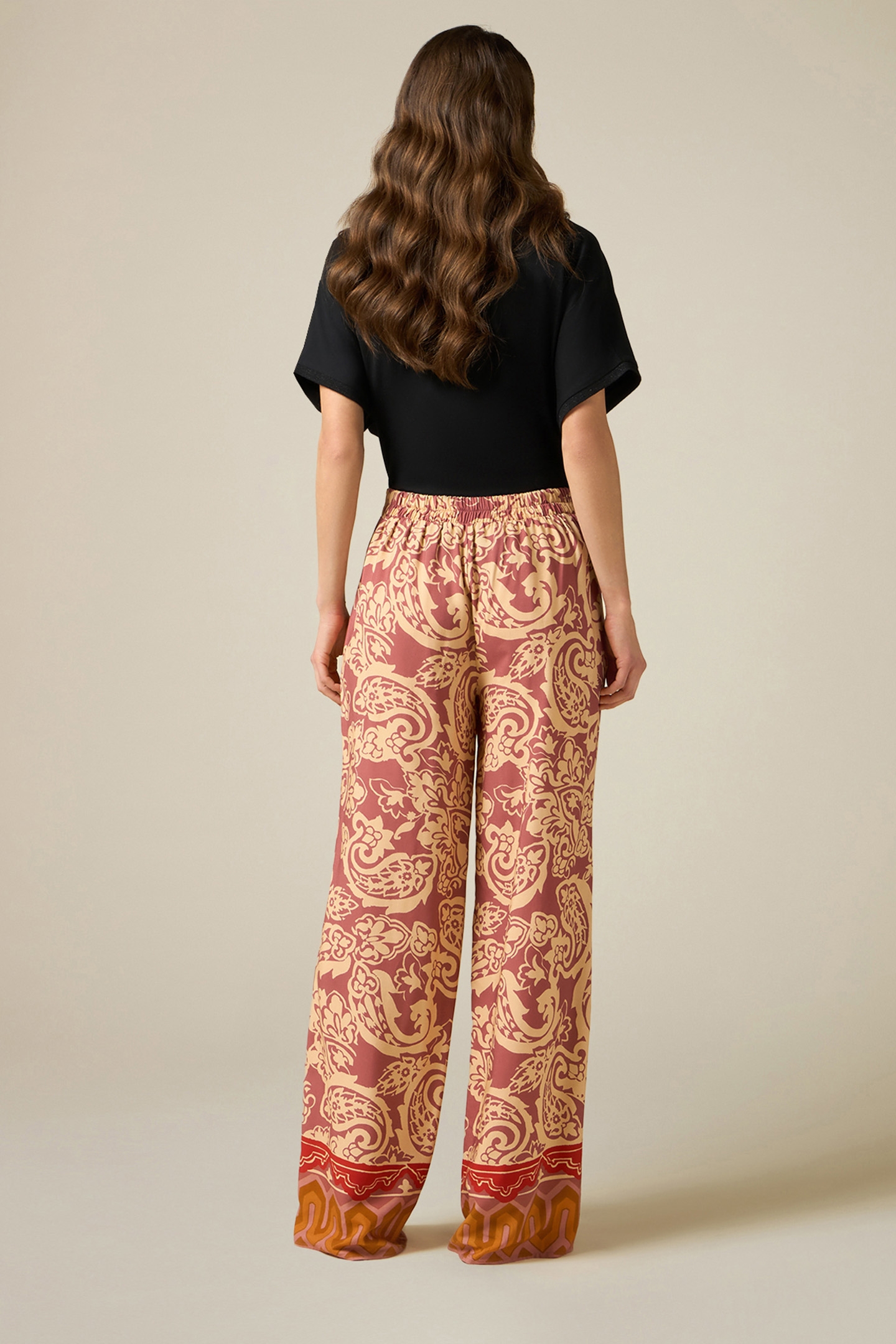 PATTERNED PALAZZO TROUSERS RED 2