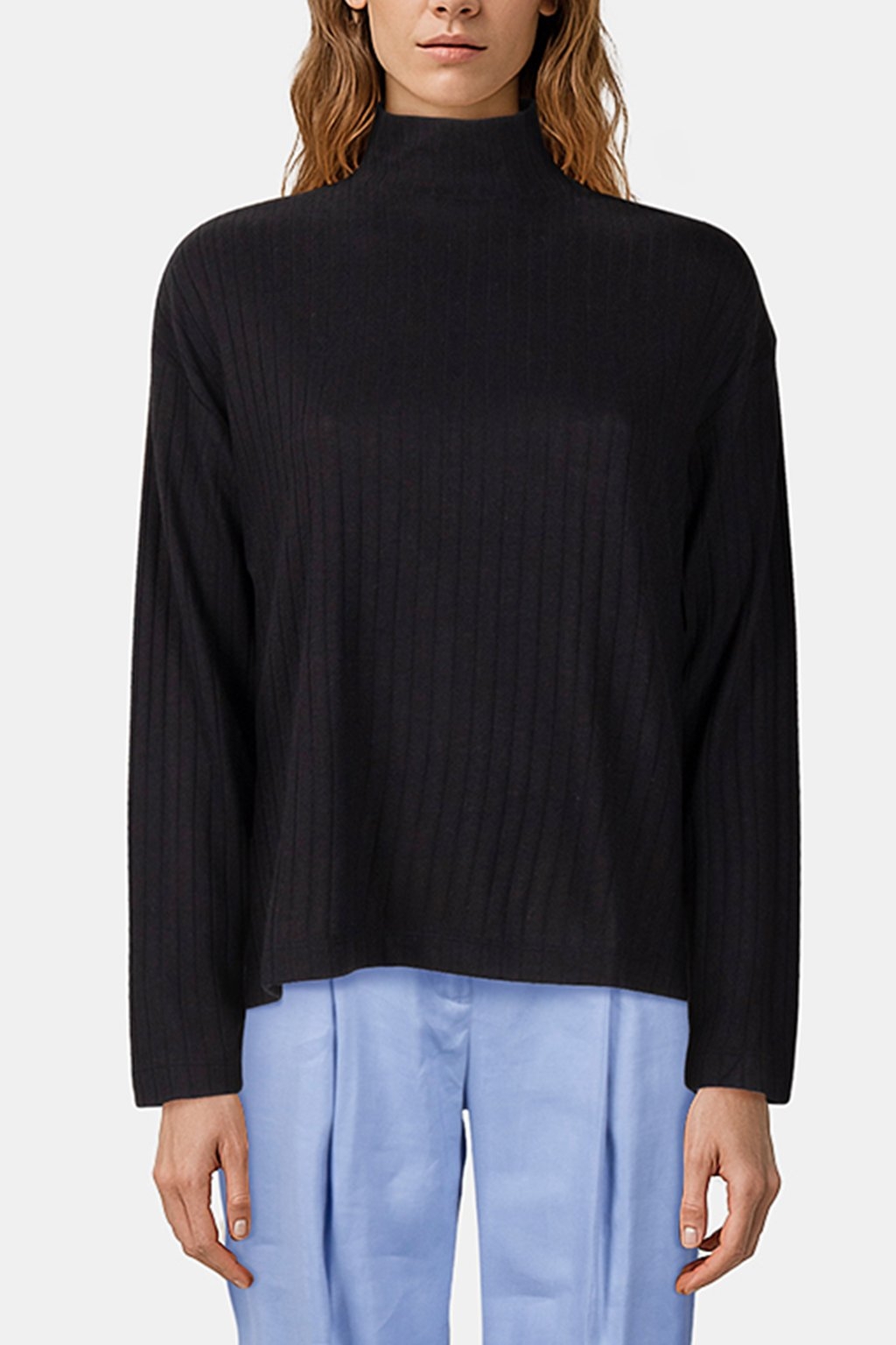 HIGH NECK RIBBED JUMPER BLACK 1