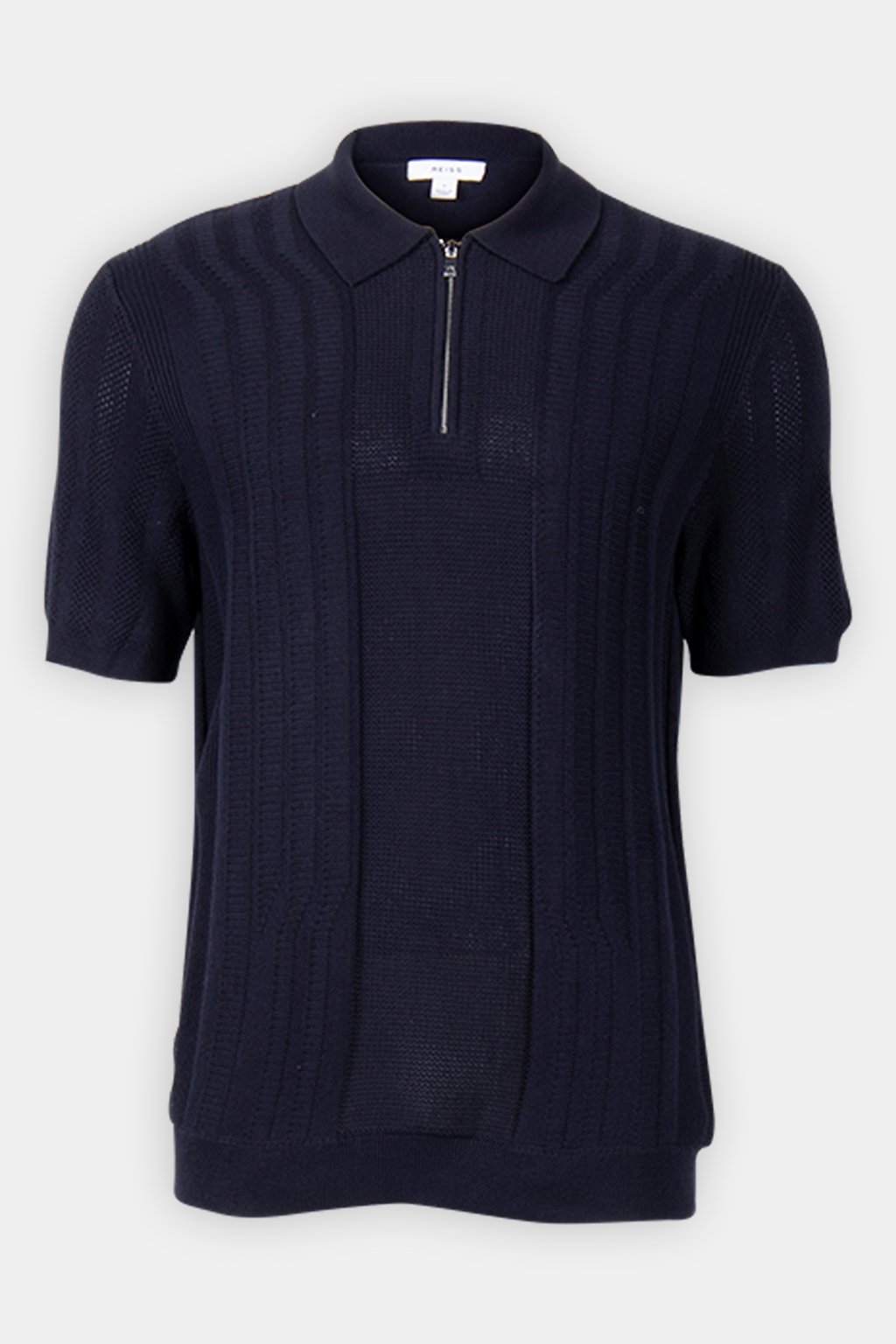 PATTERNED ZIP NECK POLO NAVY 3