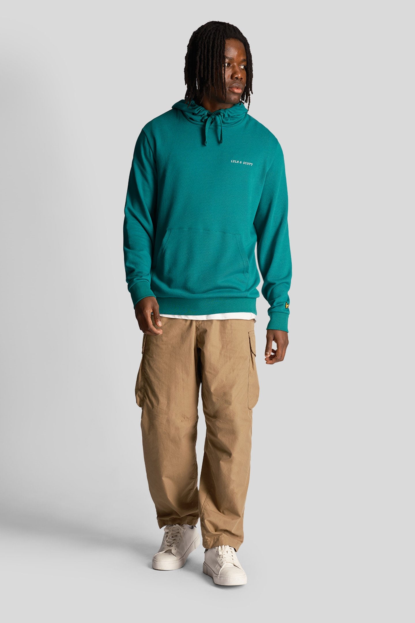 LOOPBACK EMBROIDERED HOODIE COURT GREEN 3