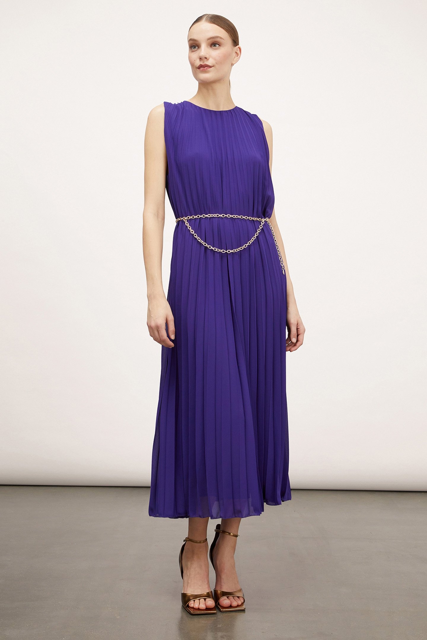 PLEATED MAXI DRESS VIOLET 1