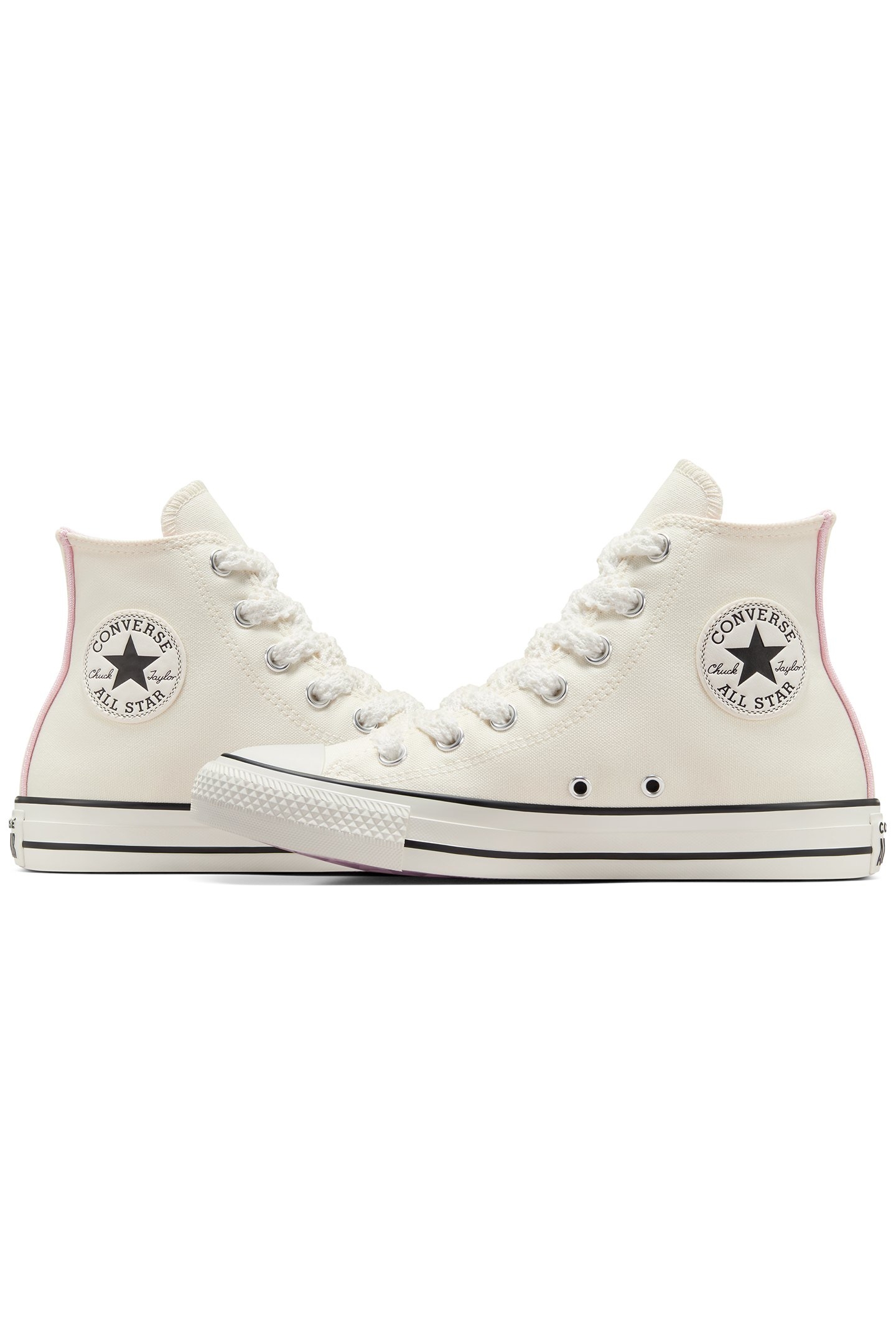 CHUCK TAYLOR ALL STAR CROCHET LACES EGRET/SUMMIT PINK/BLACK 5