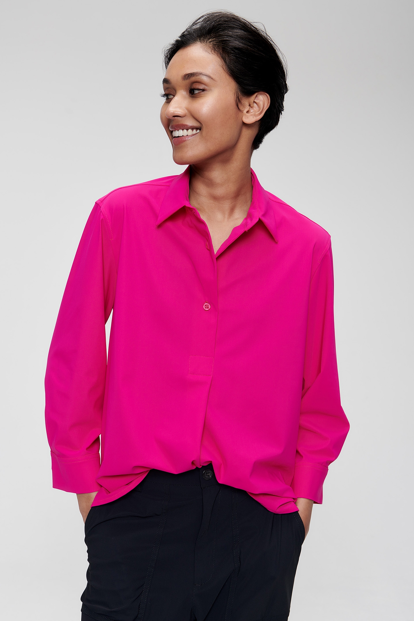 BOXY POLO TOP SHOCKING PINK 1