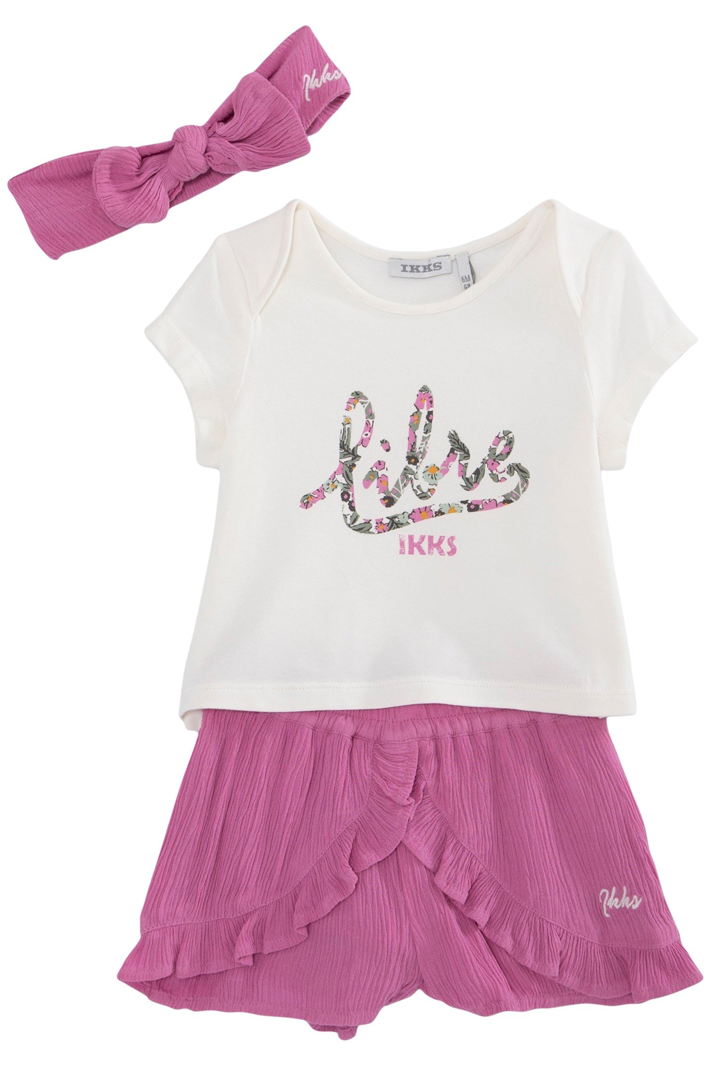 BABY GIRLS’ T-SHIRT, SHORTS AND HEADBAND OUTFIT 1