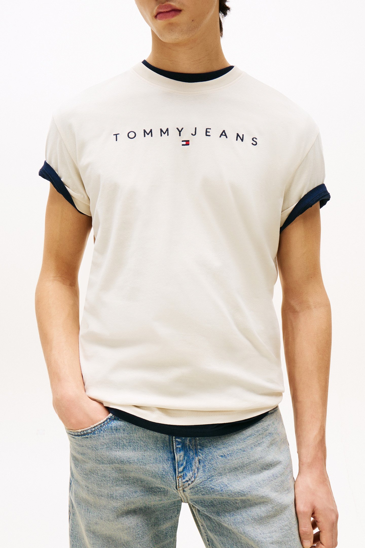 TJM REG LINEAR LOGO RELAXED FIT T-SHIRT, DESERT SAND DUNE 1