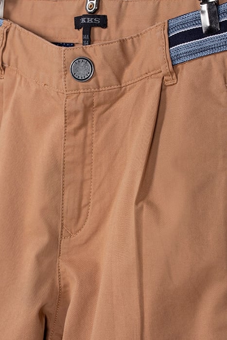 BOY'S CAMEL CHINO BERMUDA SHORTS WITH STRIPED WAISTBAND 3