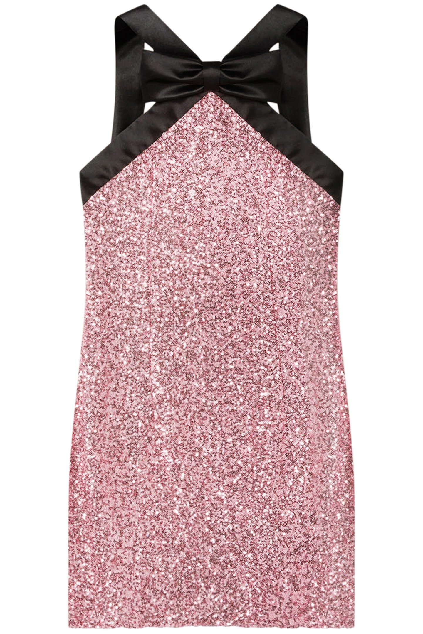 FULL SEQUIN MINI DRESS WITH BOW RED 4