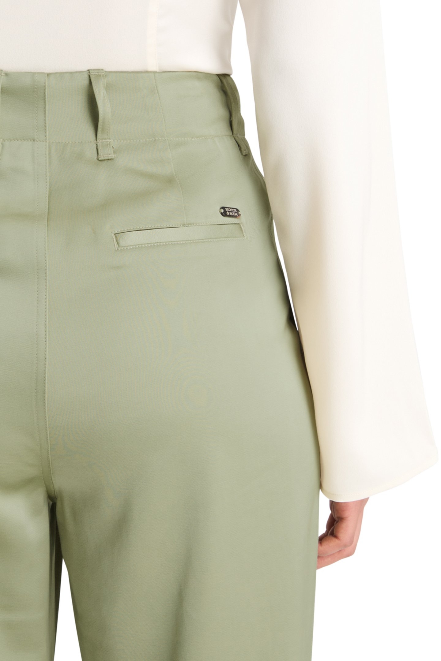 FAYE SATIN HIGH RISE RELAXED TAPERED LEG WASHED SAGE 8