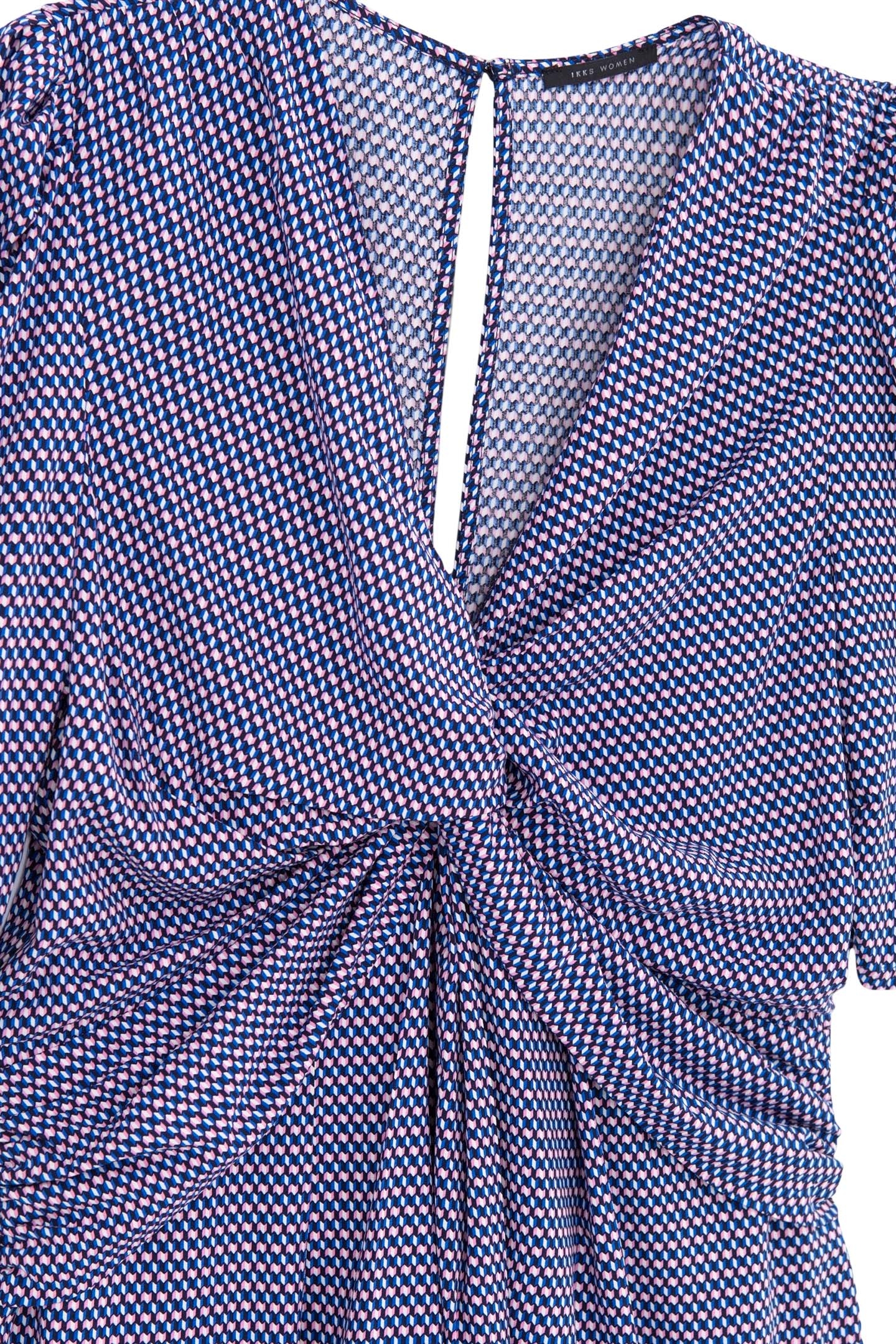 MULTICOLOUR DRESS WITH GEOMETRIC PRINT AND FANCY BOW 2