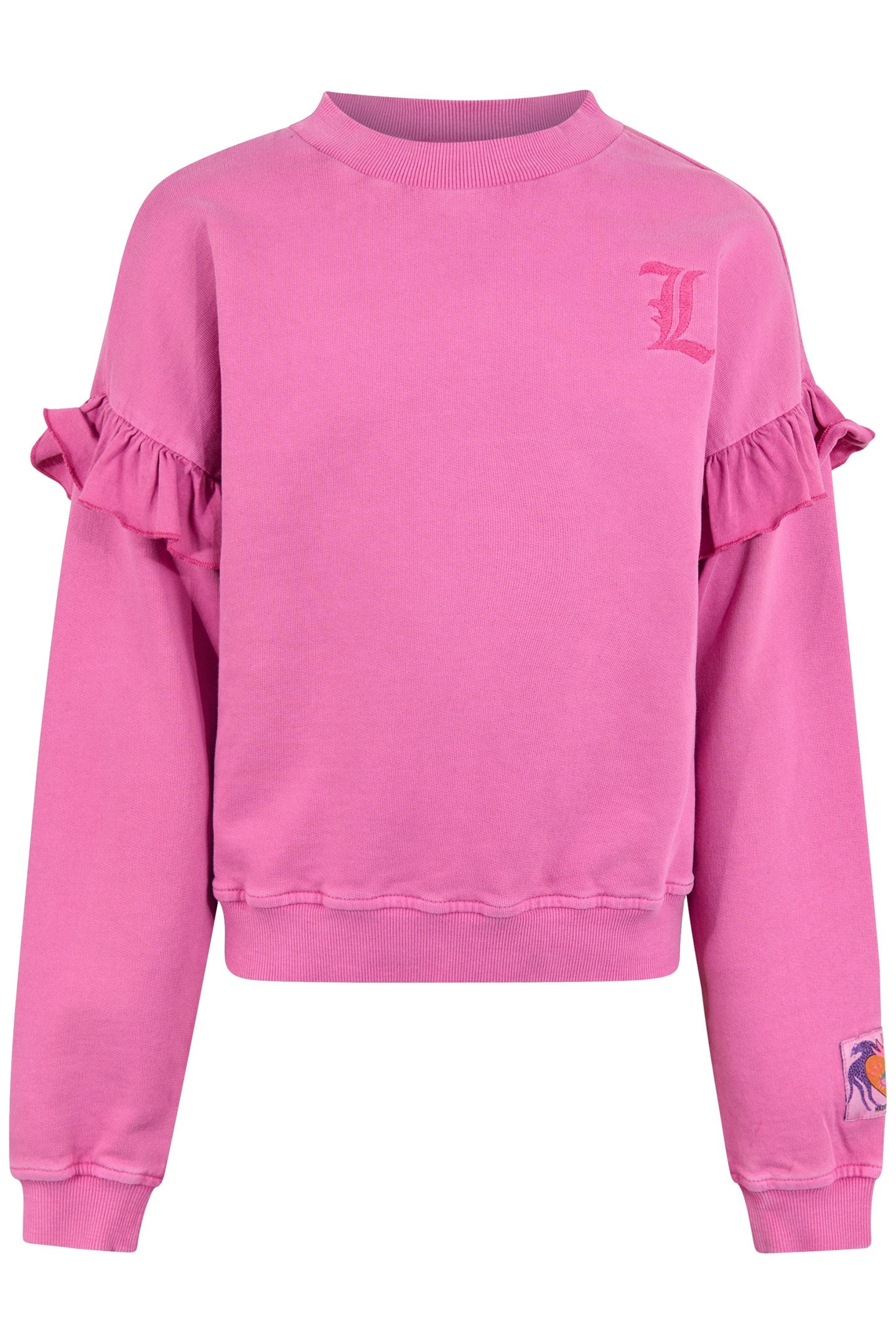 GIRLS GAM-SBLIZZY RUFFLE SWEAT PINK 3