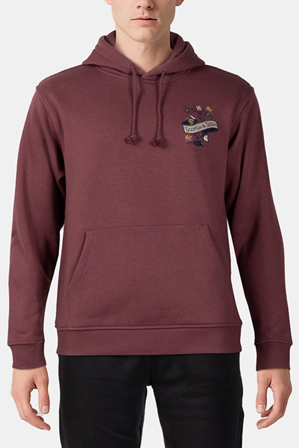 RELAXED FIT FLEECE GRAPHIC HOODIE WINE 1