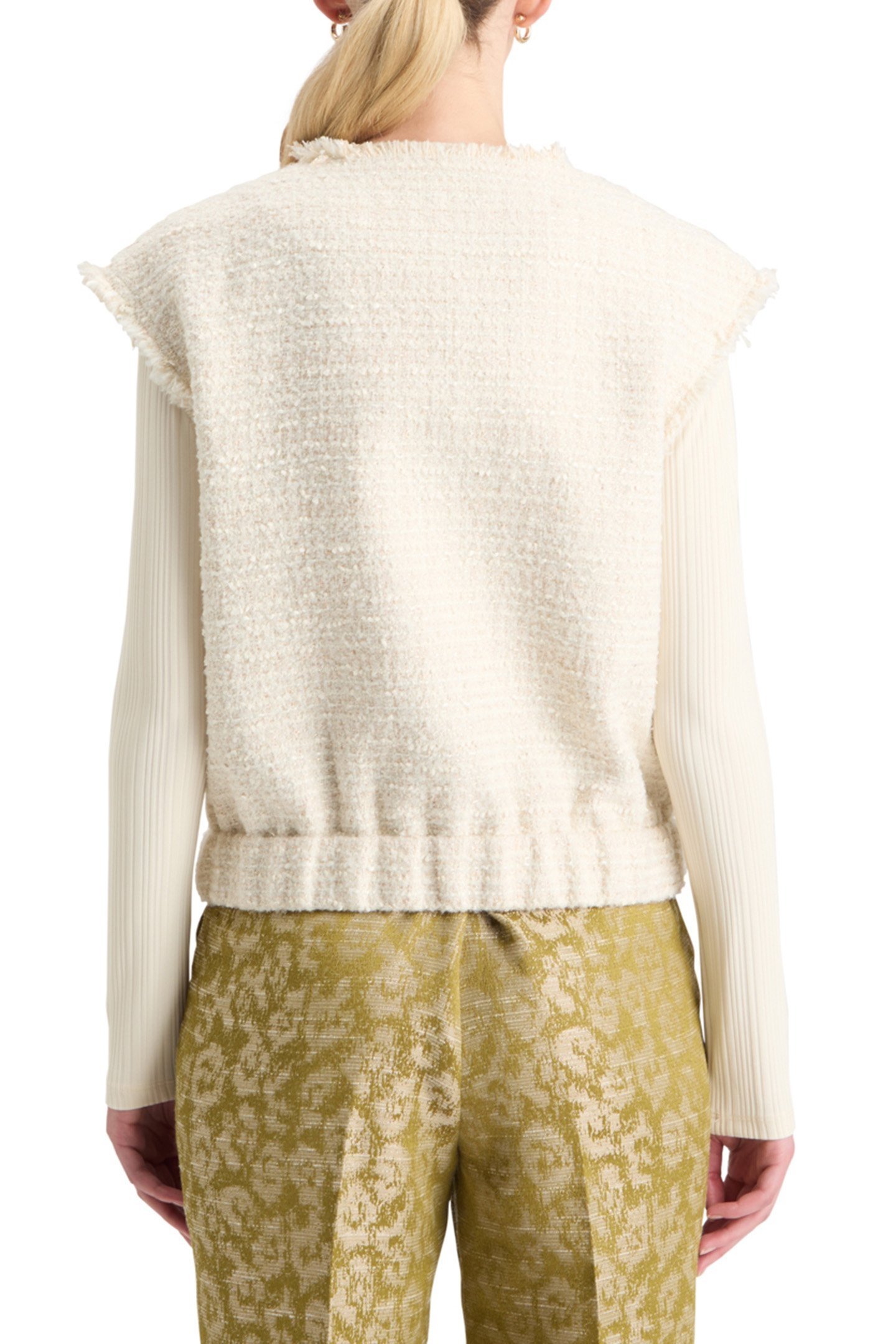 BOUCLE TWEED COLLARLESS GILET SOFT ICE MELANGE 2