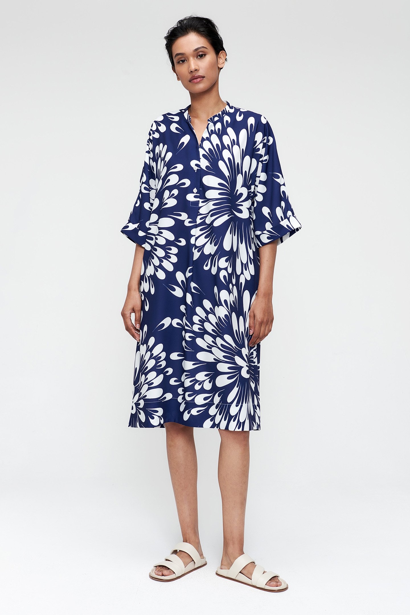 PRINTED SHIFT DRESS ROYAL BLUE 1