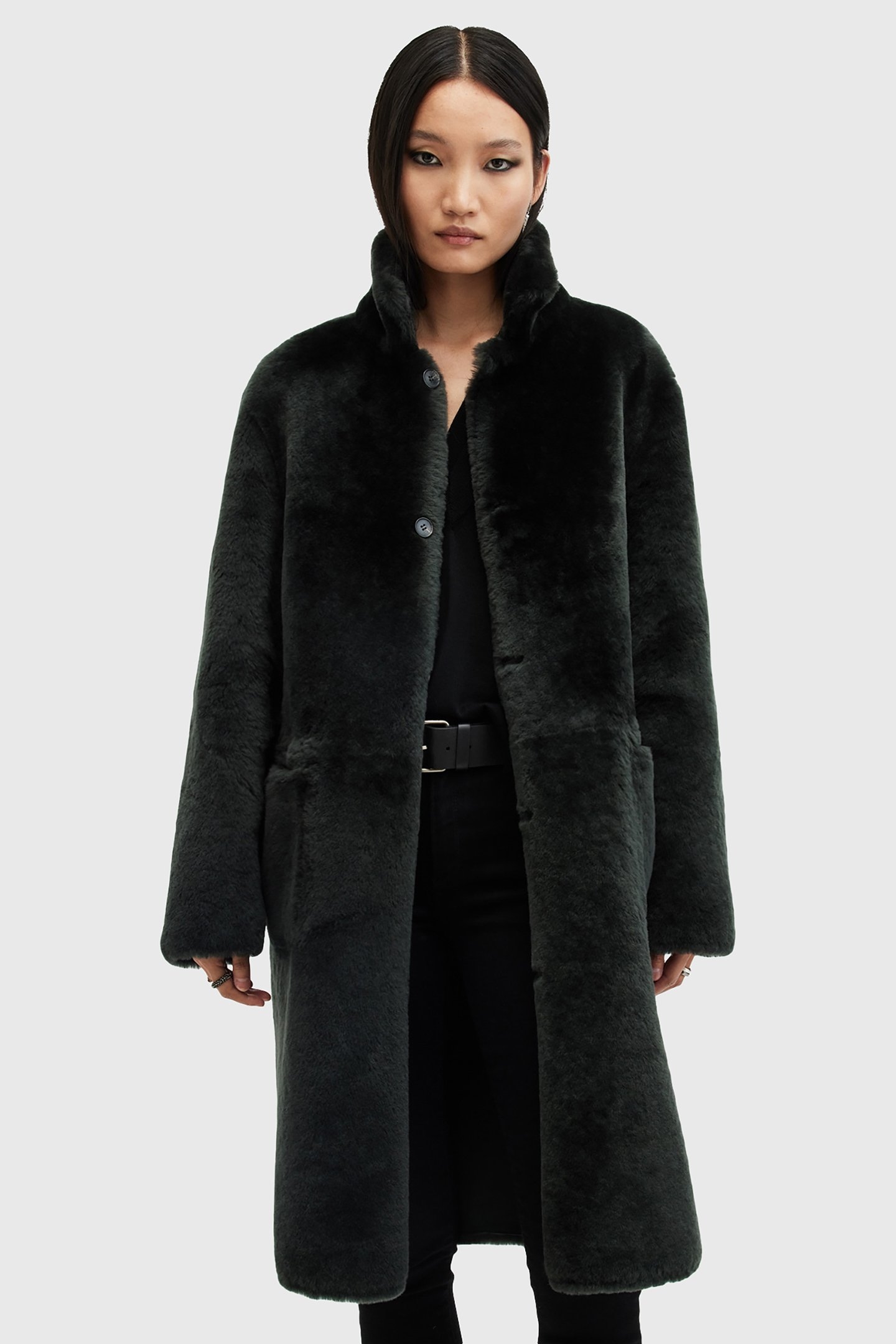 SERRA SHEARLING COAT SYCAMORE GREEN 1