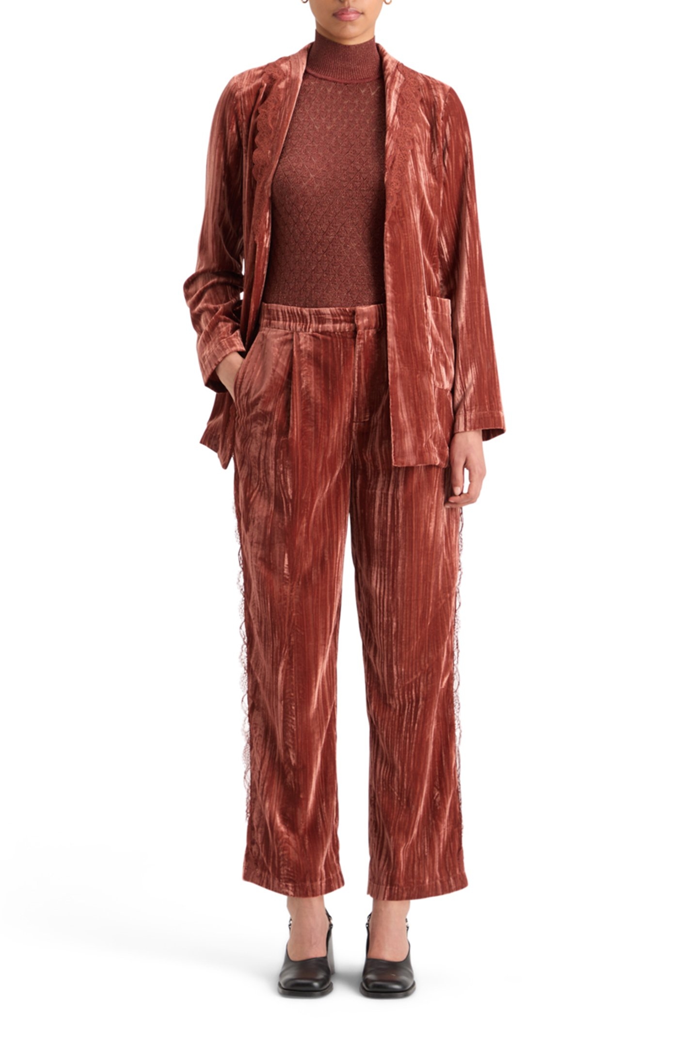 METALLIC POINTELLE KNITTED TANK RUST 6