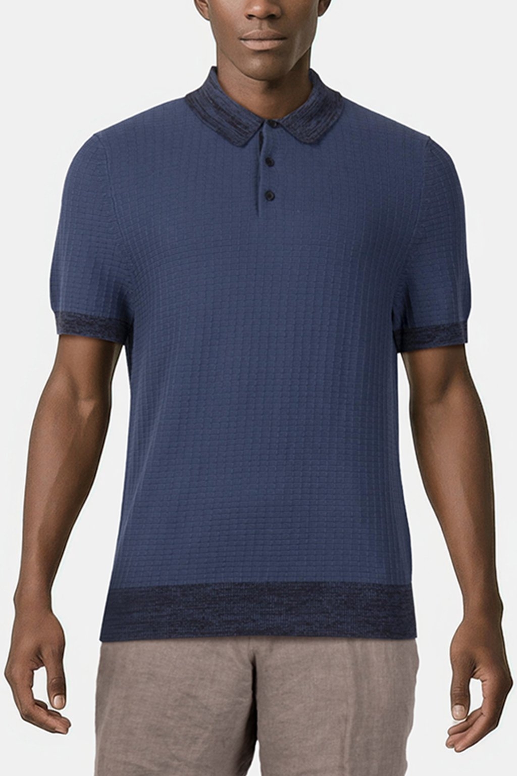 MARLED RIB SWEATER SS POLO DARK OBSIDIAN 1