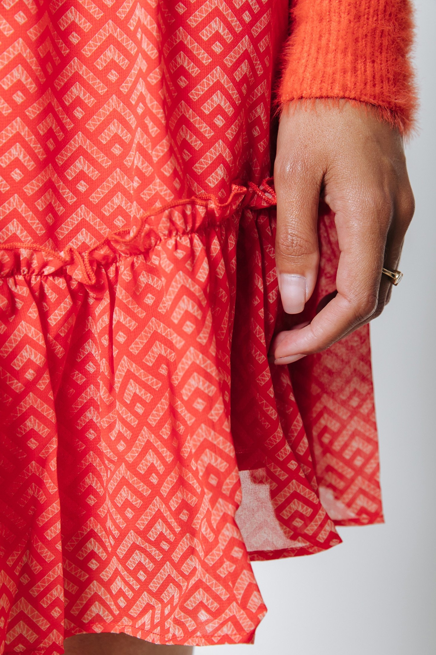 HANNAH SMALL GEO MINI SKIRT BRIGHT ORANGE 6