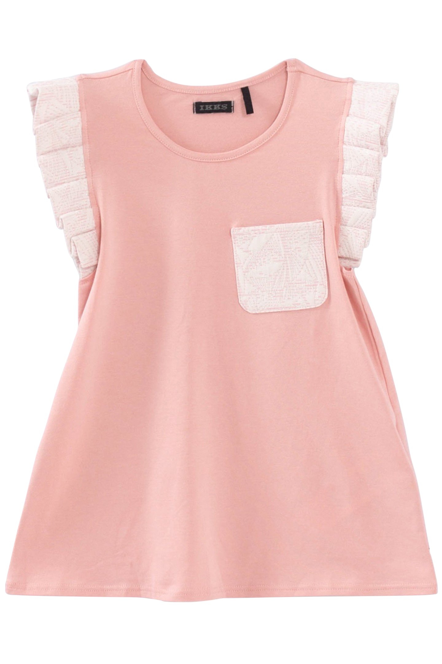 PINK T-SHIRT WITH PLEATED JACQUARD SLEEVES FOR GIRLS 1