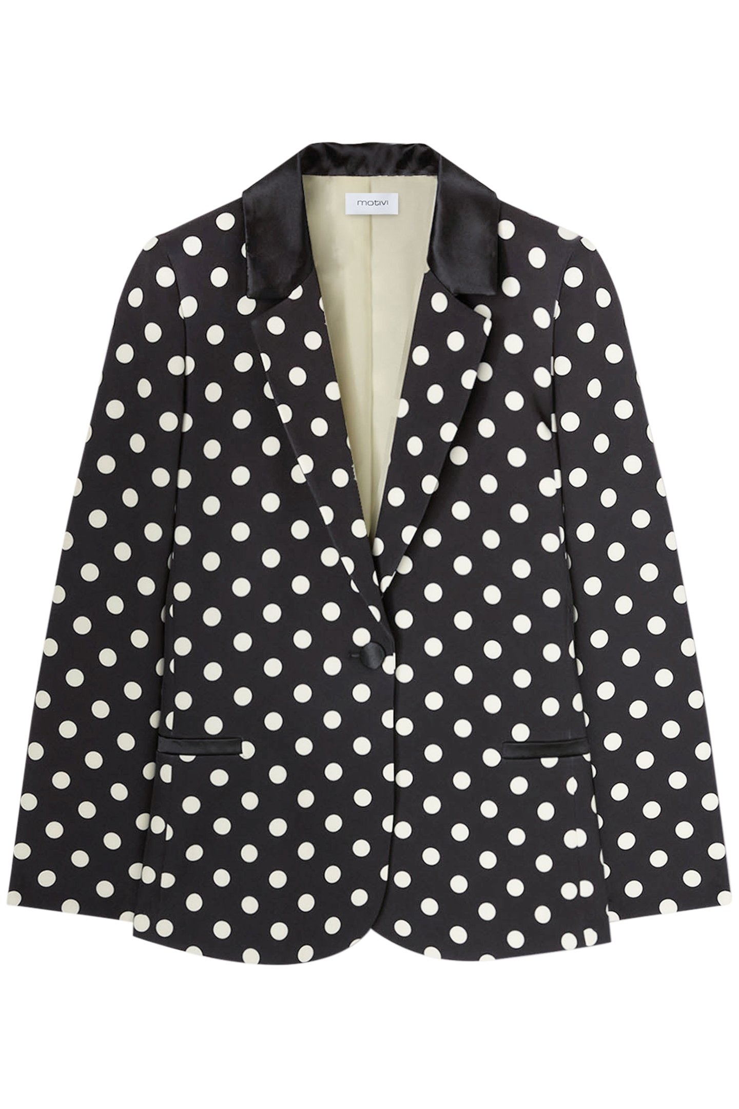 POLKA DOT-PATTERNED SINGLE-BREASTED BLAZER BLACK 4