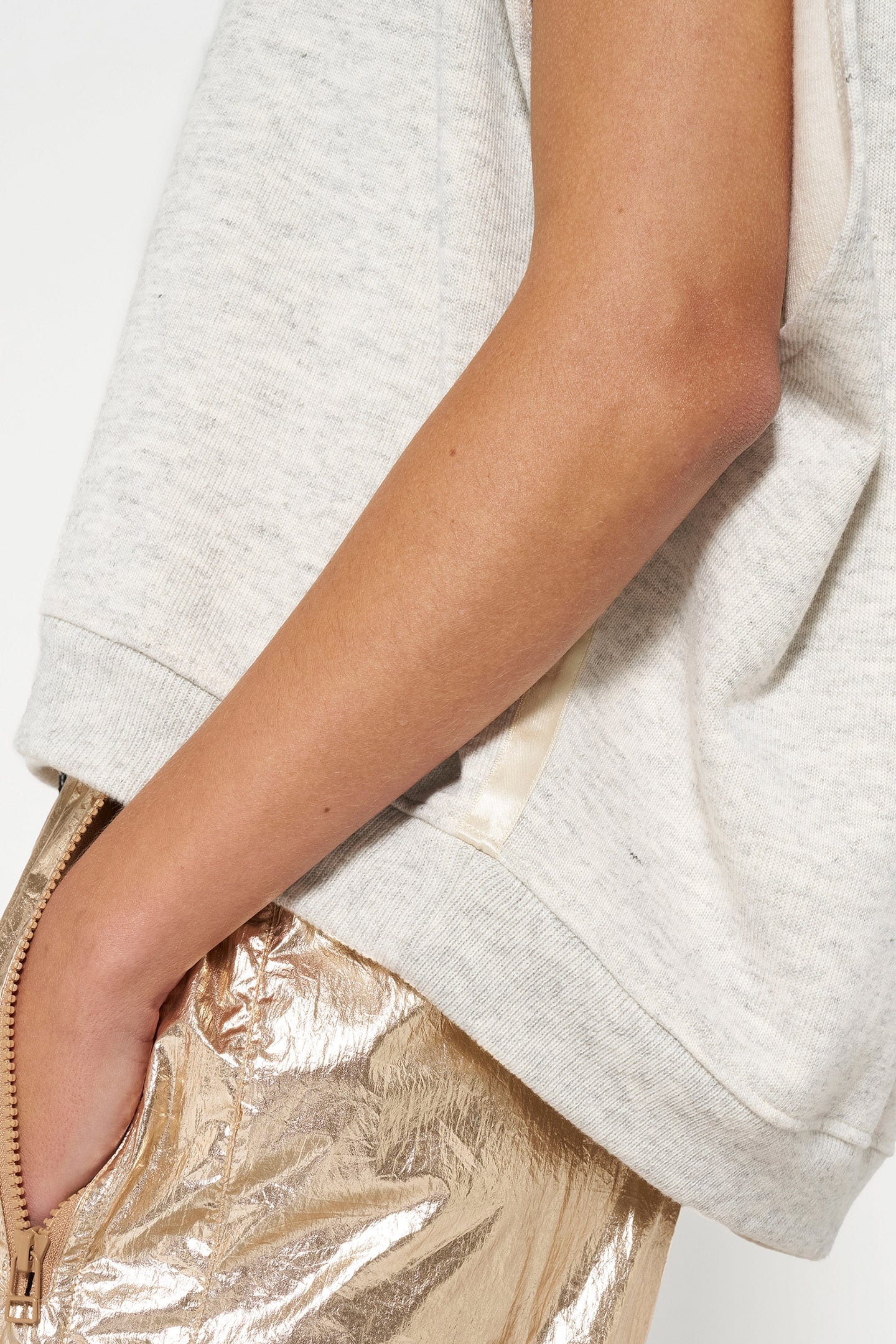 PADDED SHOULDER KNIT TOP WHITE GREY MELEE 7