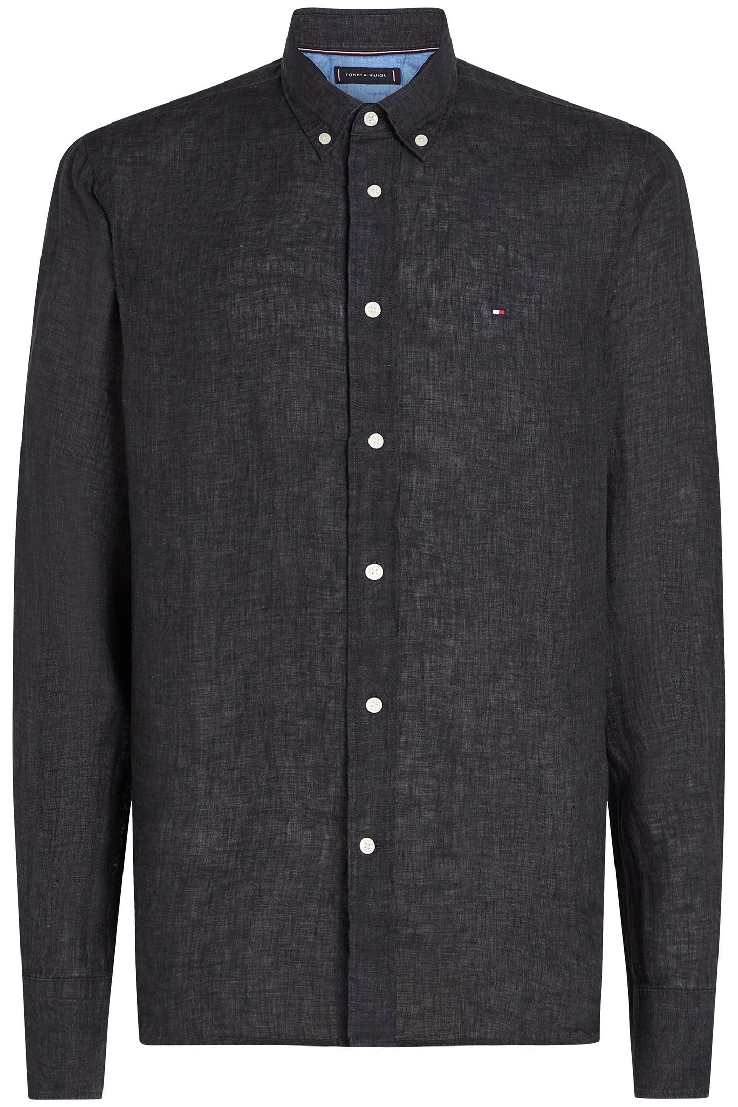 PIGMENT DYED LINEN SOLID CASUAL FIT LONG SLEEVE SHIRT BLACK 4