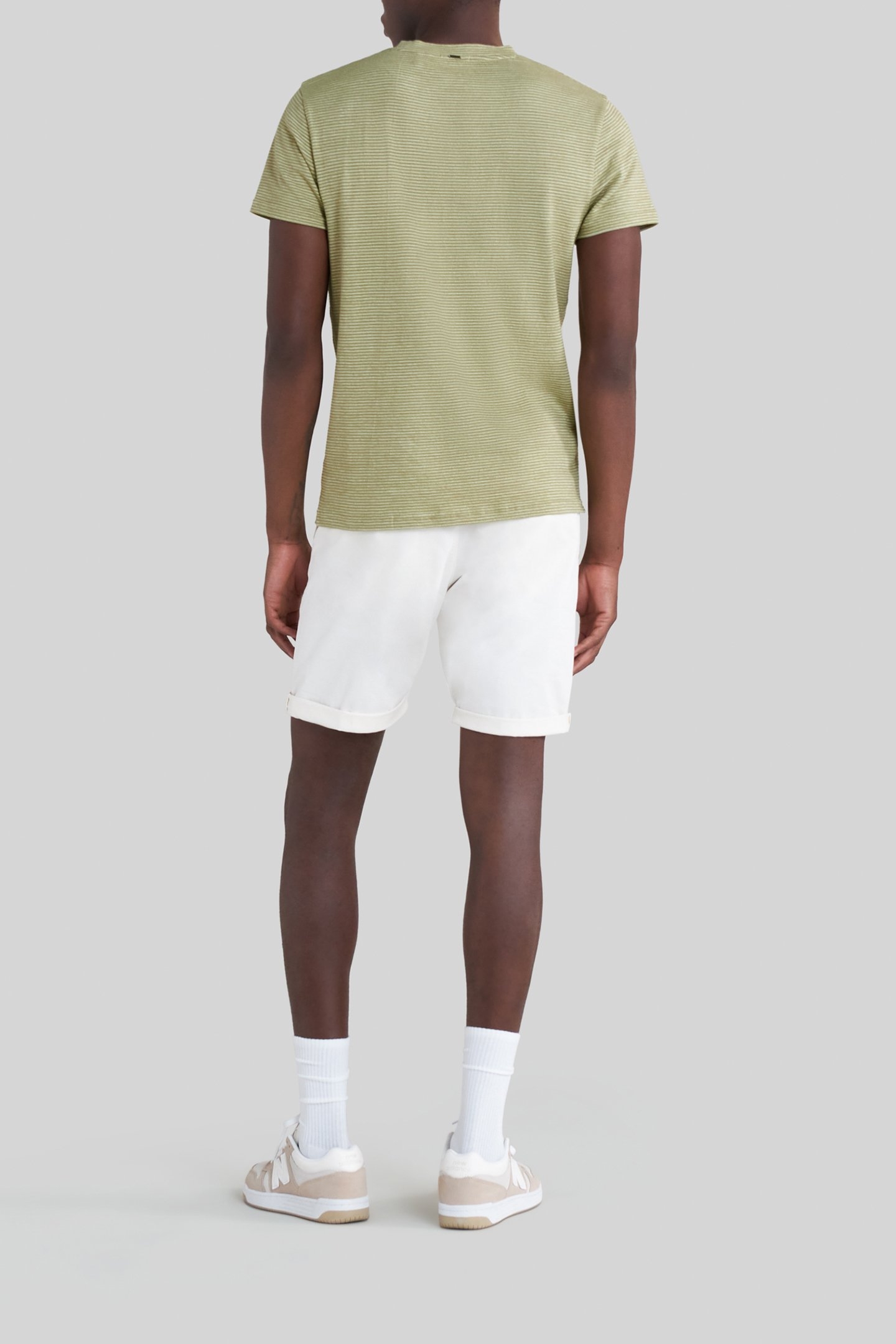 PISTACHIO ORGANIC COTTON THIN STRIPED T-SHIRT 4