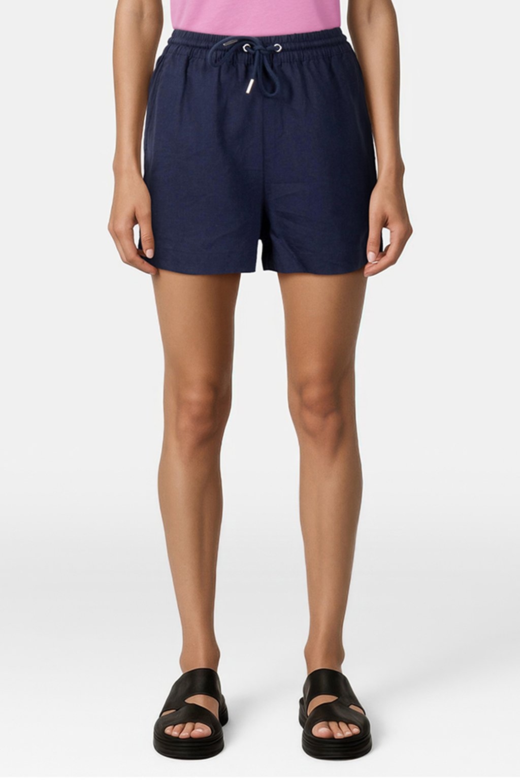 LINEN DRAWSTRING SHORT NAVY 1