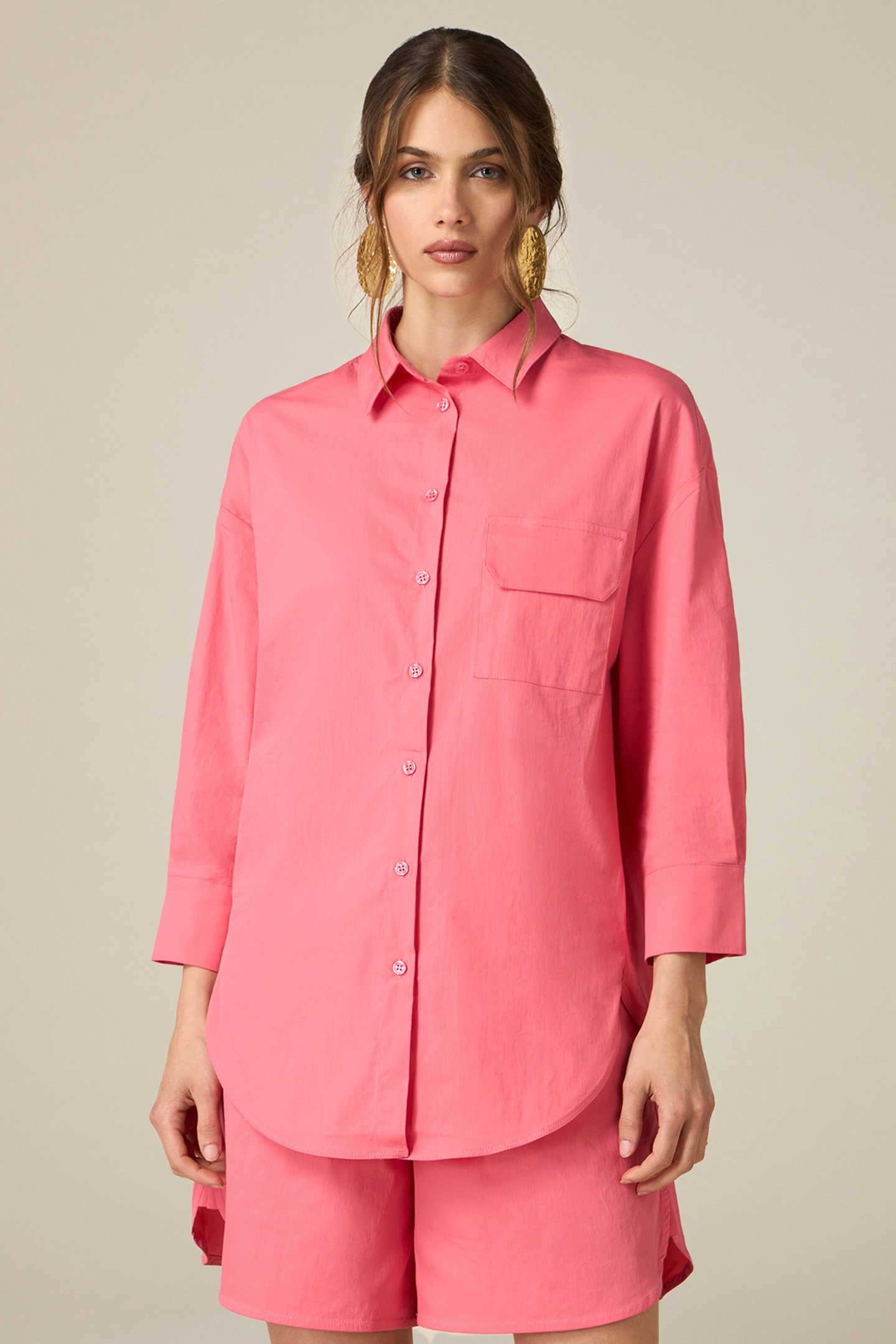 OVERSIZED POPLIN SHIRT RED 1