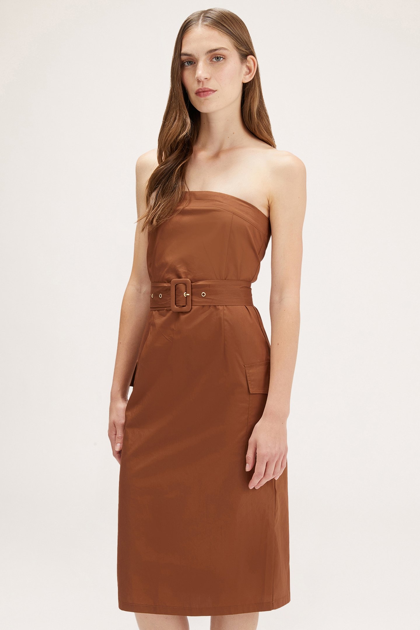 POPLIN BUSTIER DRESS NATURAL 1