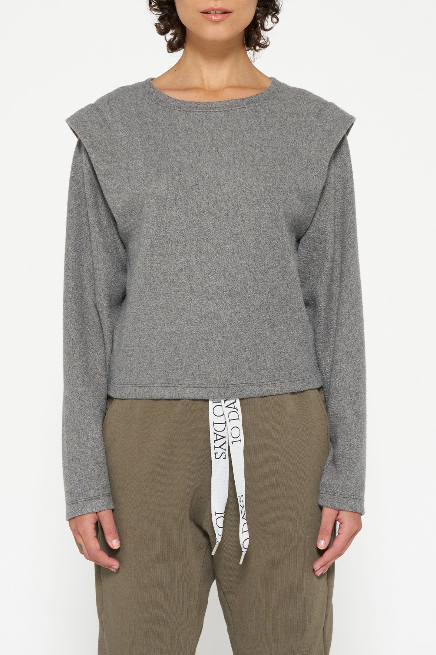 FOLDED SHOULDER SWEATER OIL GREY 1