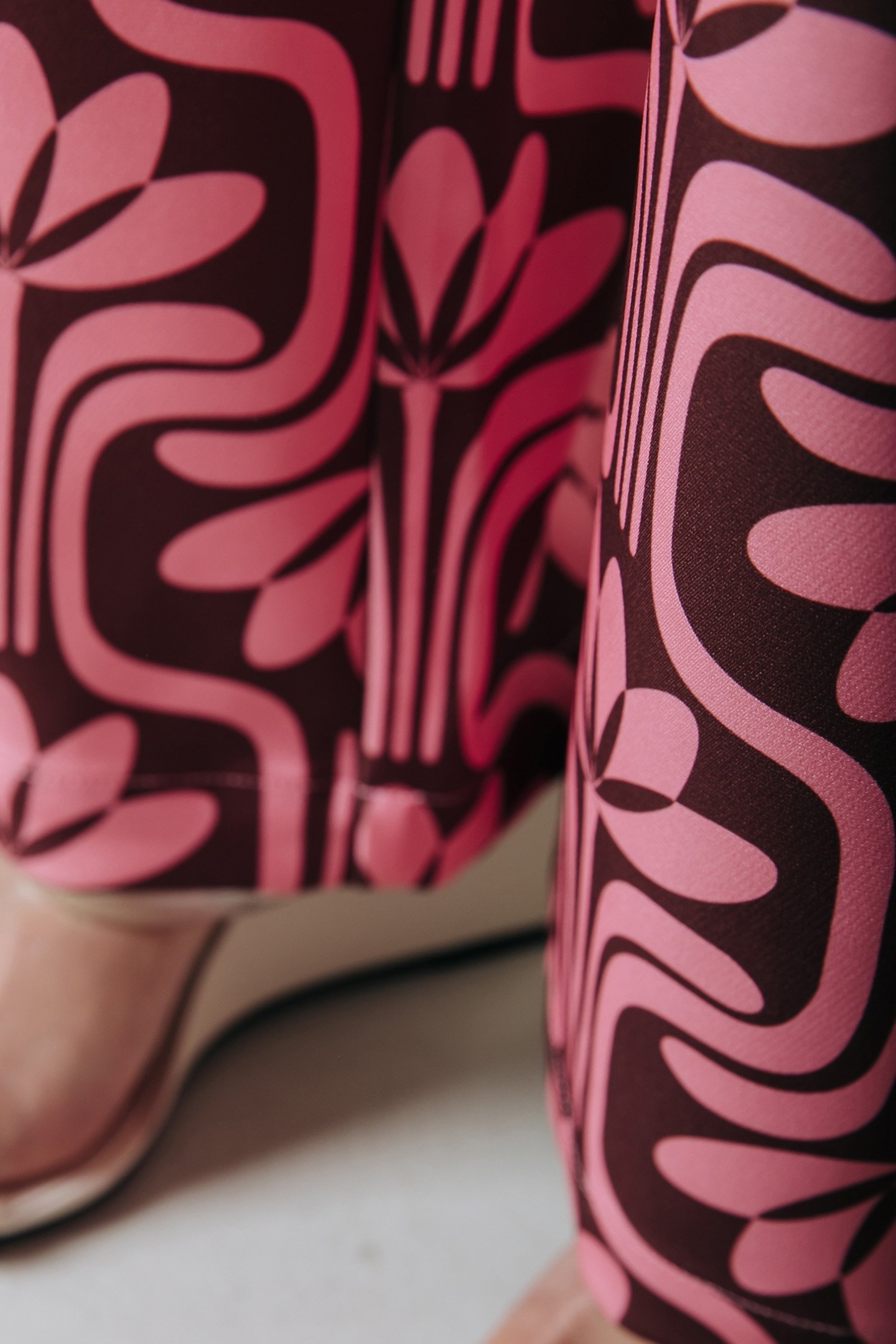 WENDE RETRO FLOWER LOW WAIST PANTS OLD PINK 3