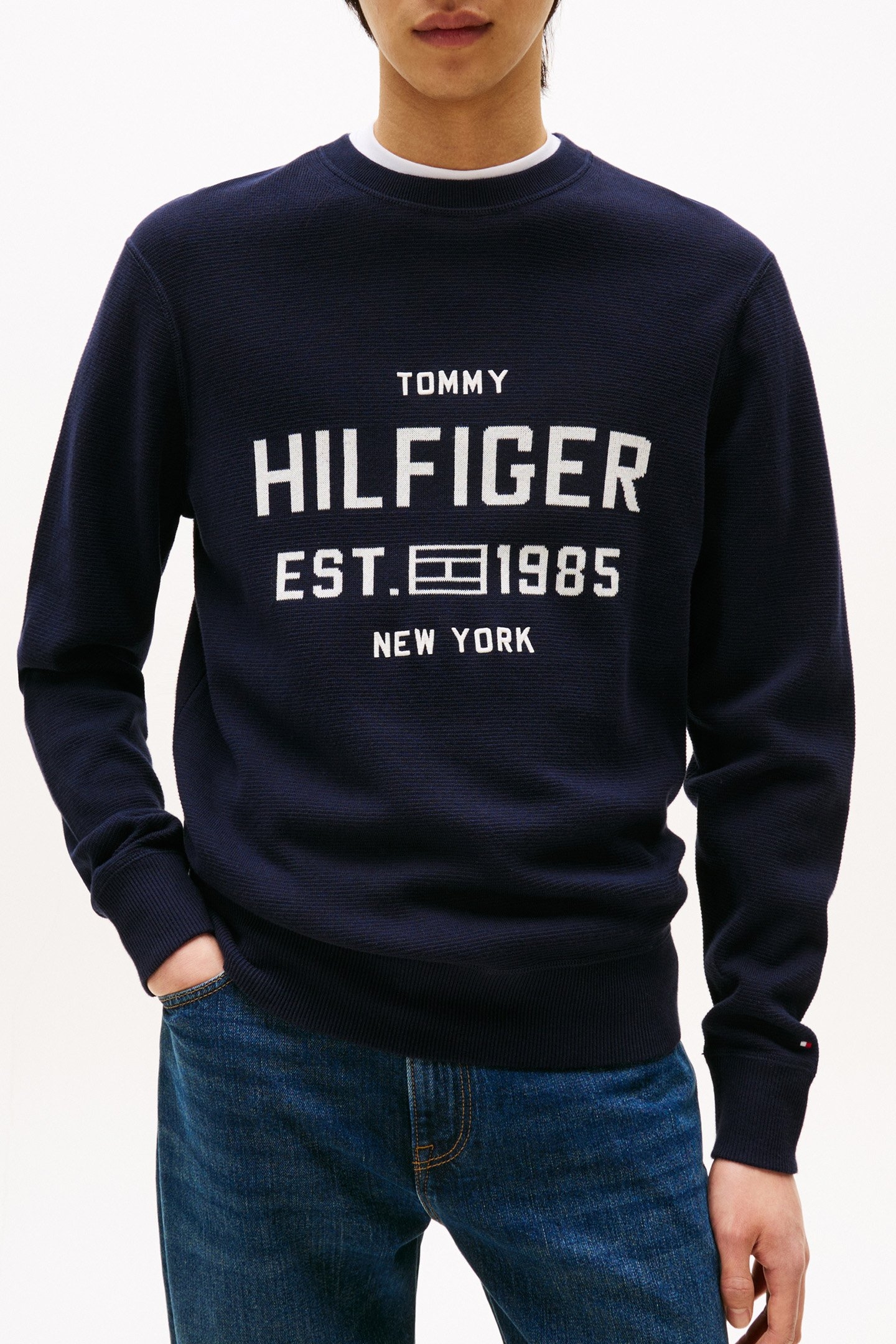 ATHLEISURE CREW NECK CLASSIC FIT SWEATSHIRT MARINE BLUE 1