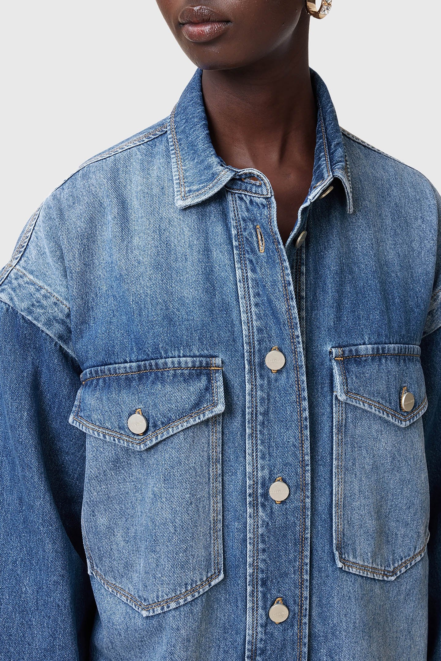 FAYE SNAP DRESS MID INDIGO 7