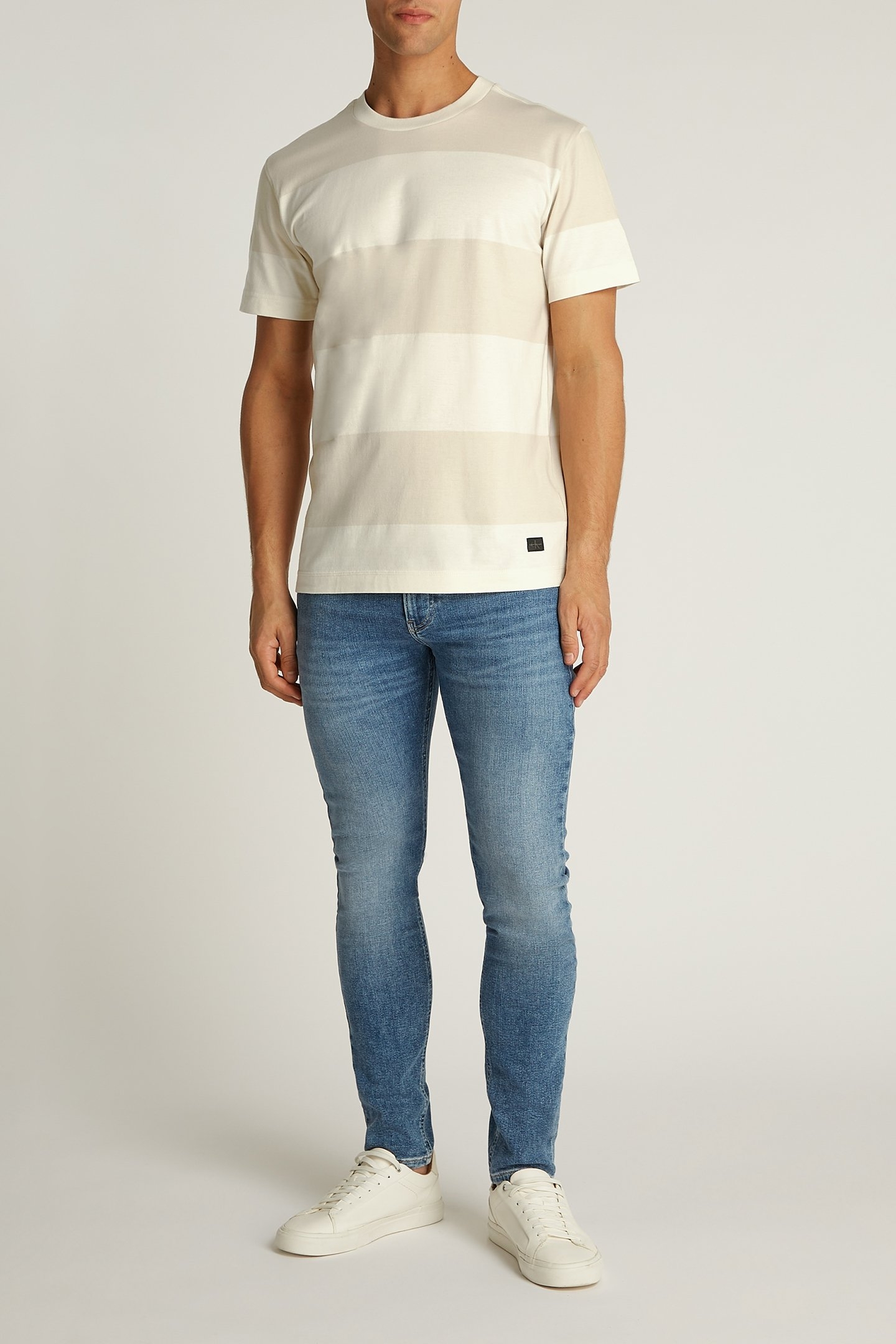 WOVEN LABEL REGULAR T-SHIRT MOONBEAM/IVORY 3