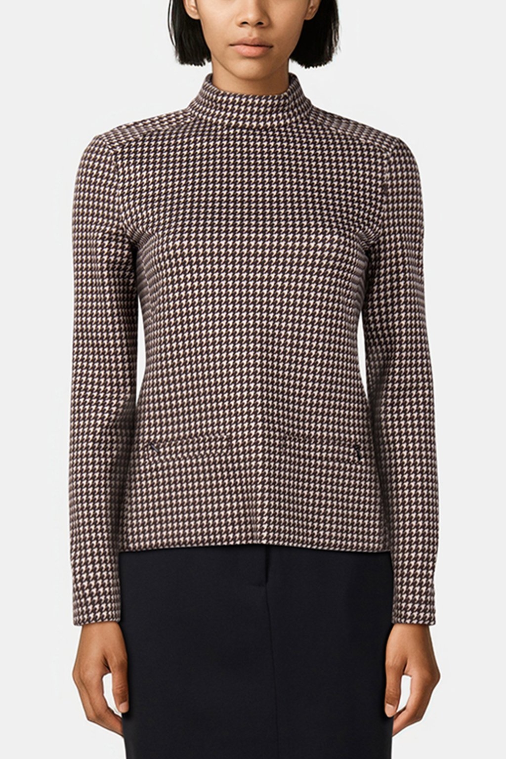 TOP PIED DE POULE LONG SLEEVE WENGÉ 1