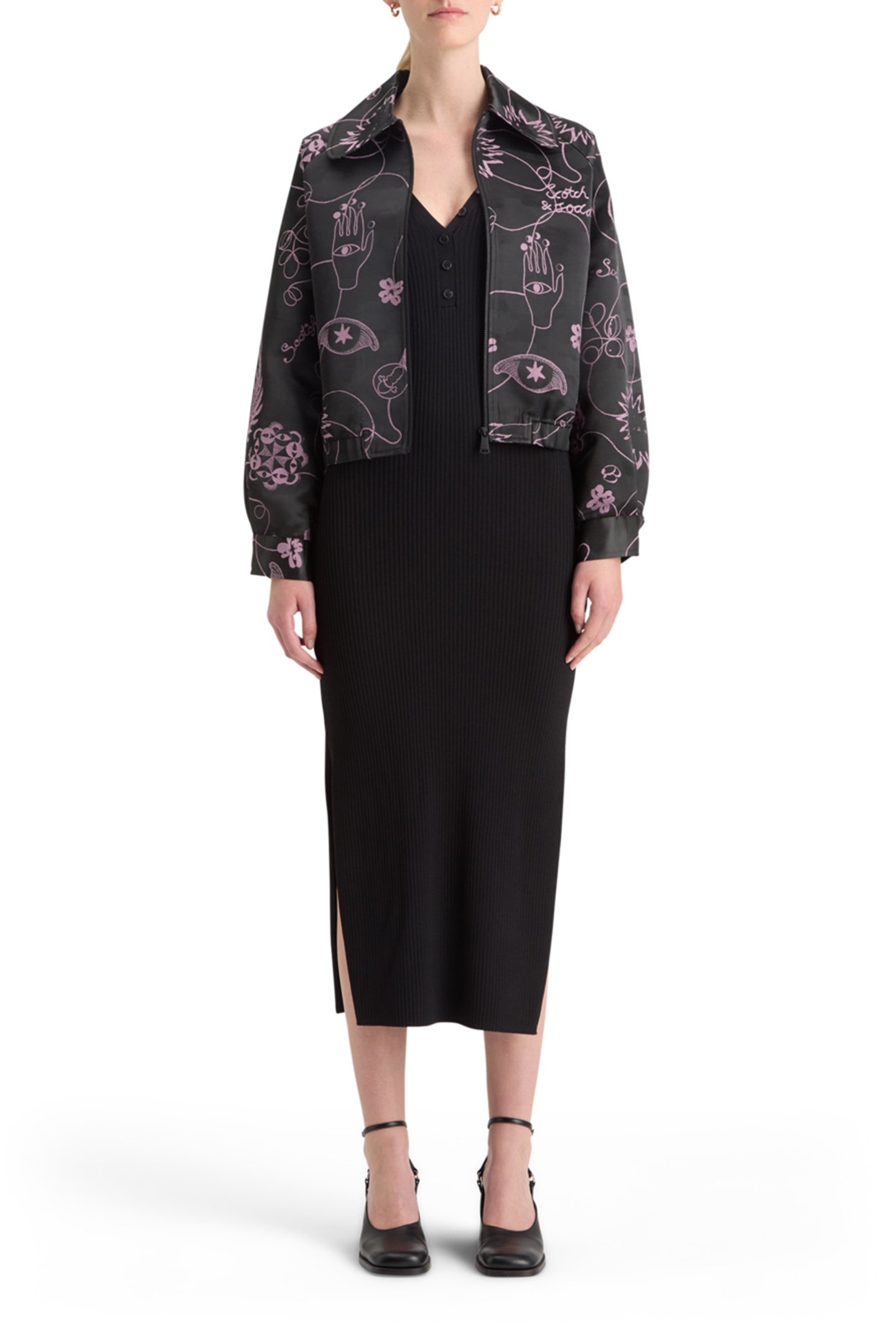 RIBBED KNITTED MIDI DRESS EVENING BLACK 6