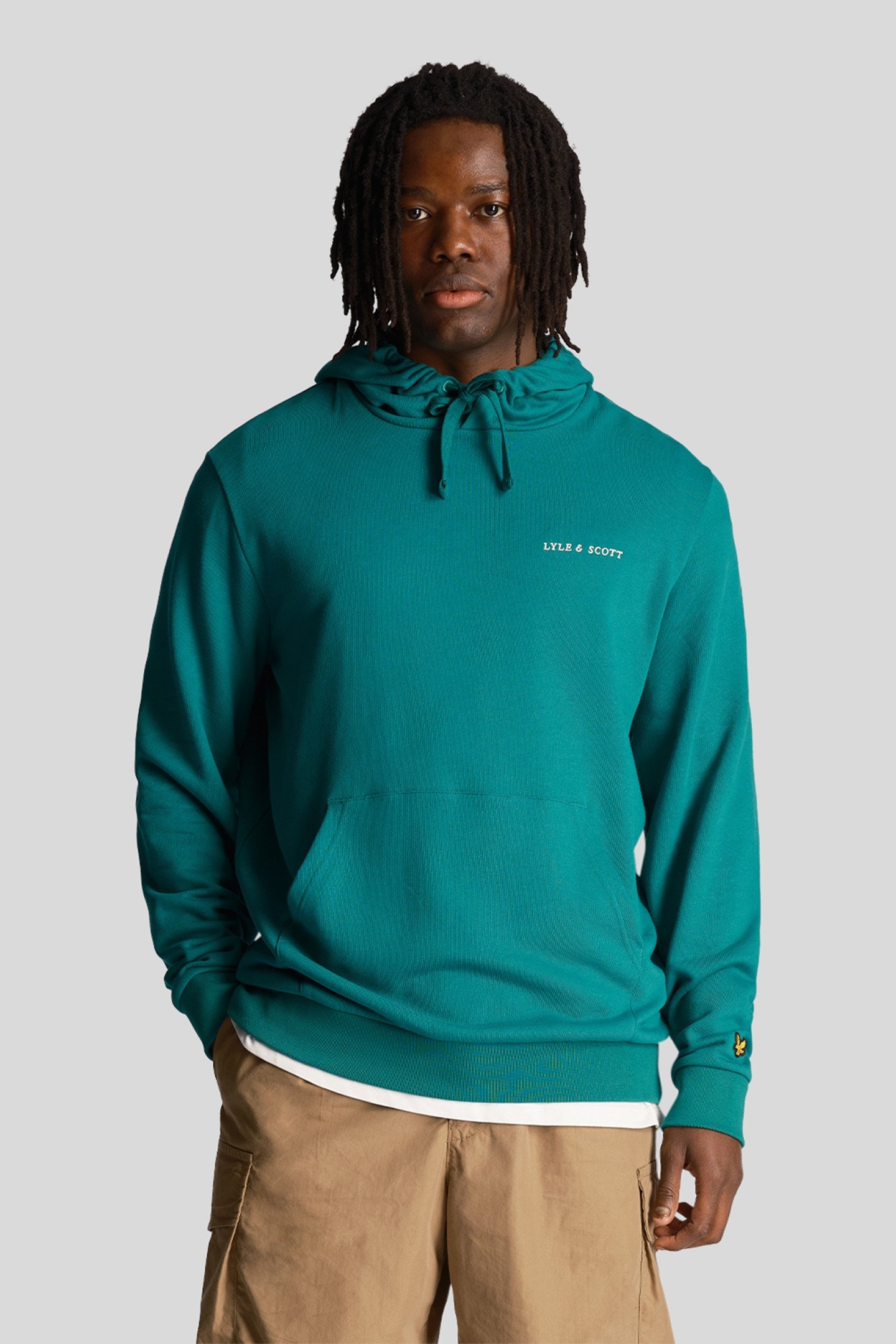LOOPBACK EMBROIDERED HOODIE COURT GREEN 1