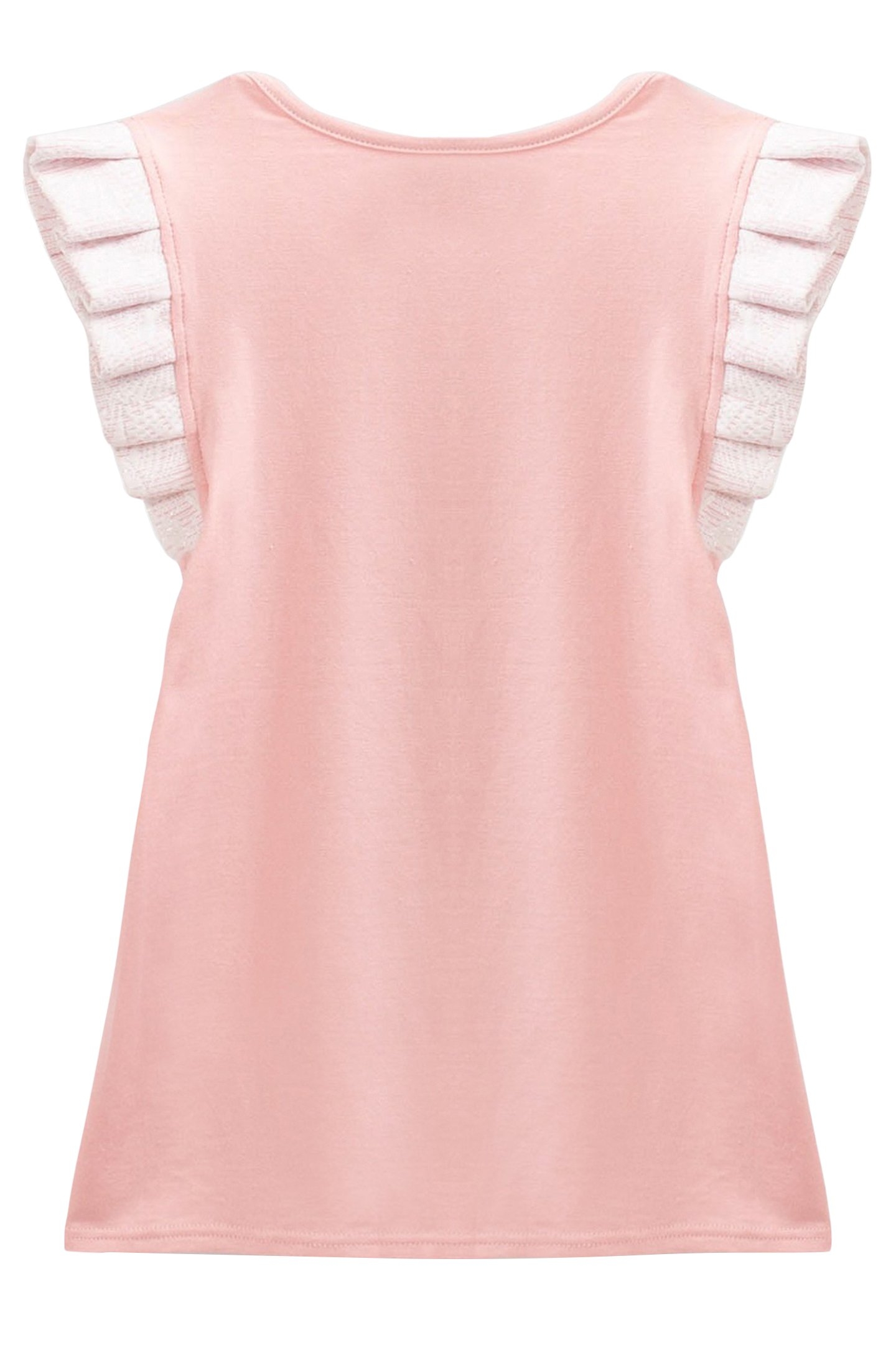 PINK T-SHIRT WITH PLEATED JACQUARD SLEEVES FOR GIRLS 2