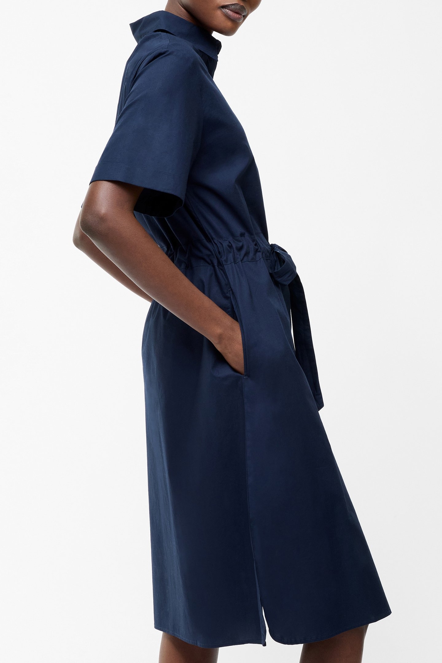 POPLIN TIE WAIST SHIRT DRESS MIDNIGHT 3