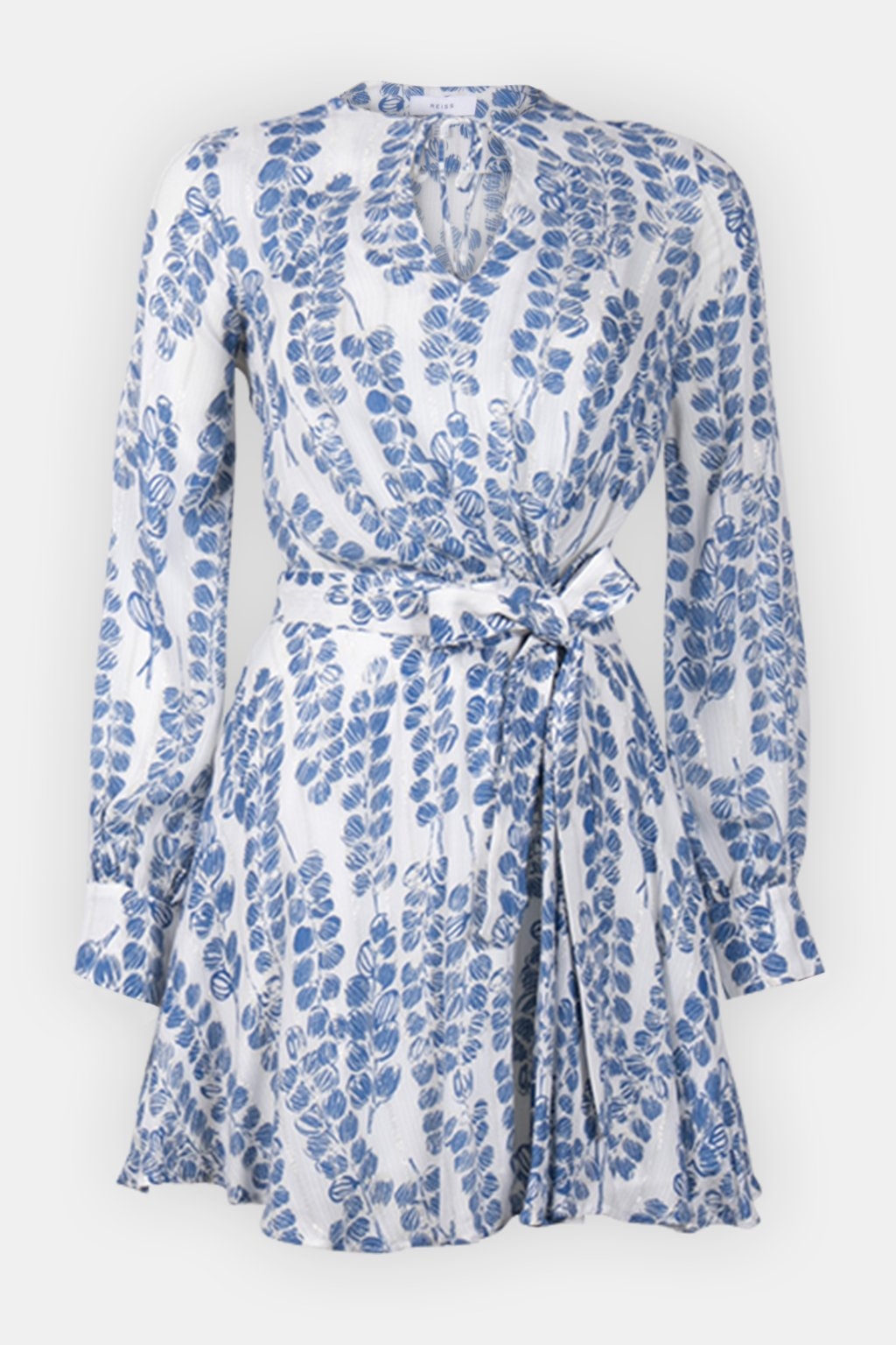 LS PRINTED FLIPPY DRESS WHITE/BLUE 3