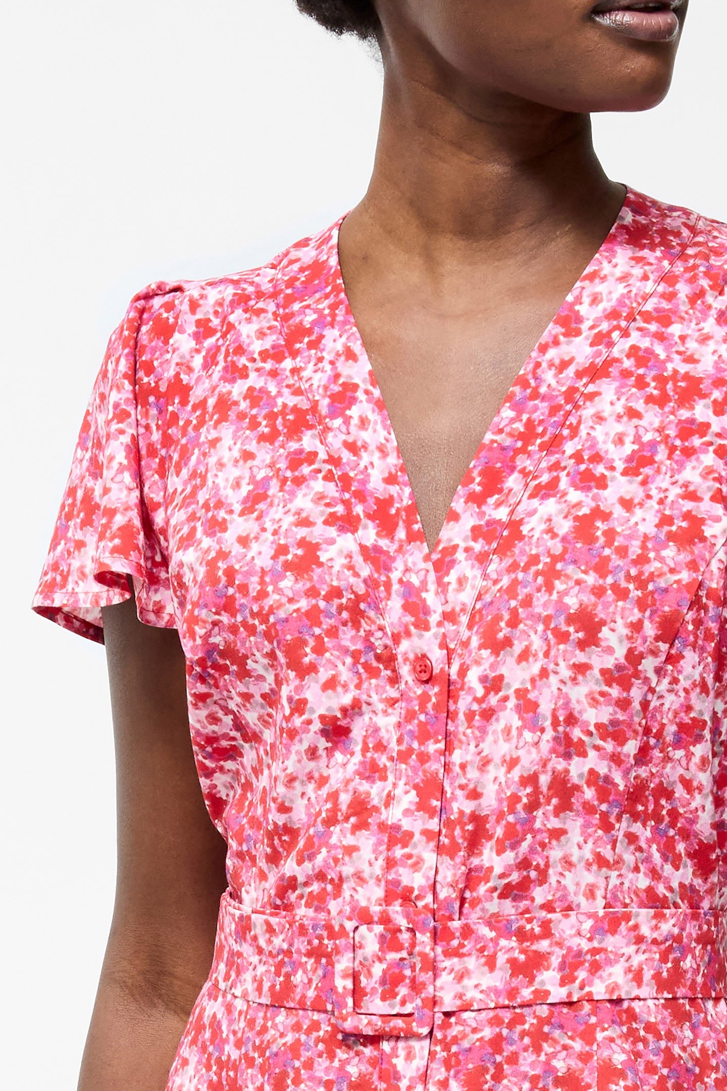 CASS BELTED MIDI DRESS RED MULTI 4