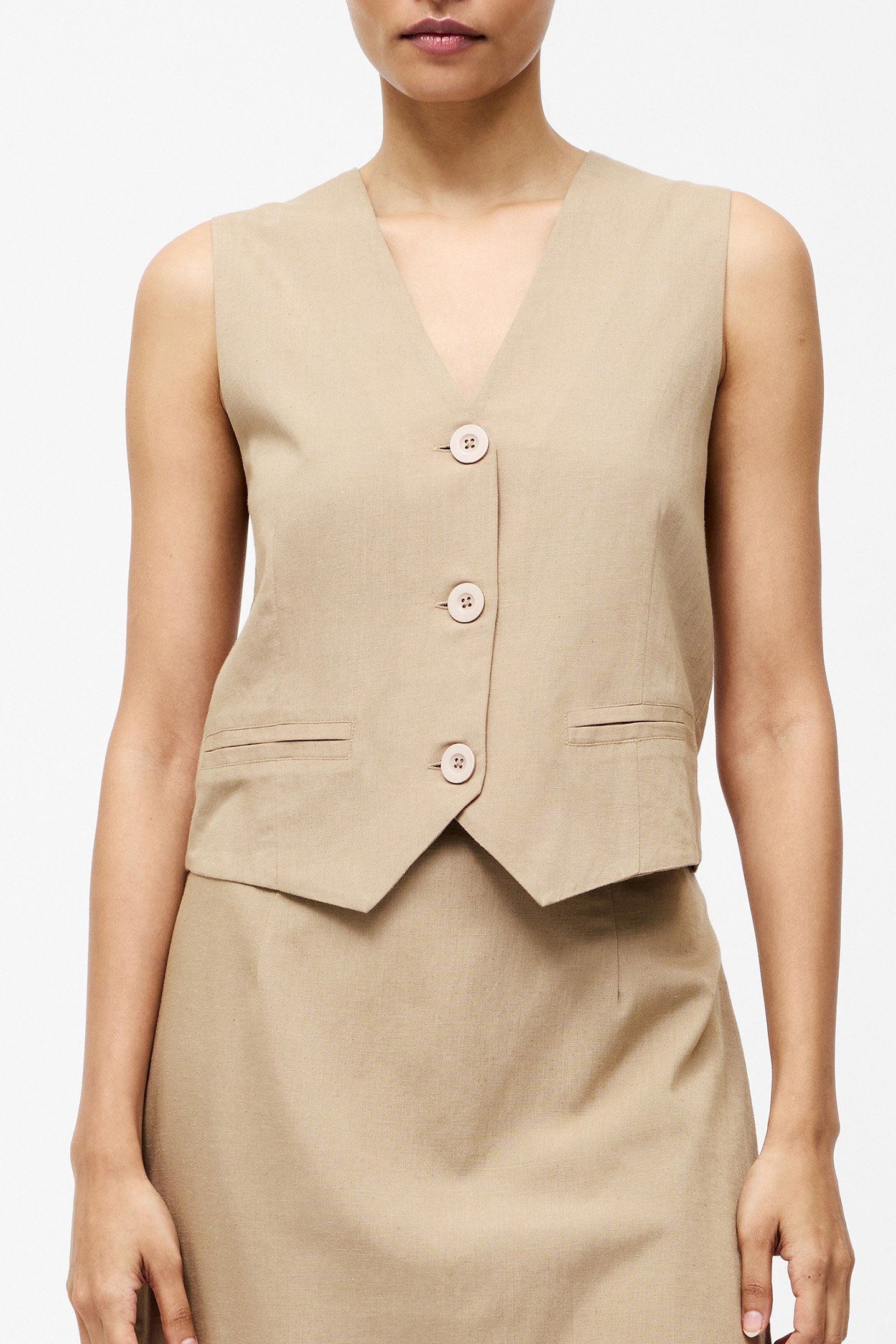 LINEN SINGLE BREASTED WAISTCOAT INCENSE 1