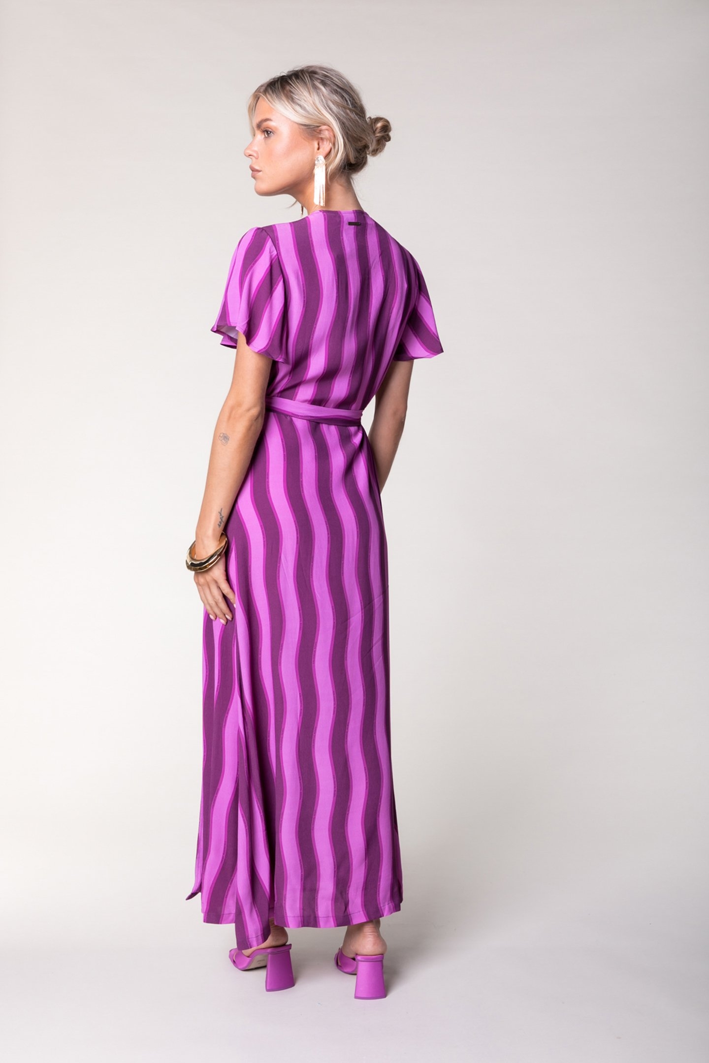AVA STRIPES REAL WRAP MAXI DRESS SS PURPLE 2
