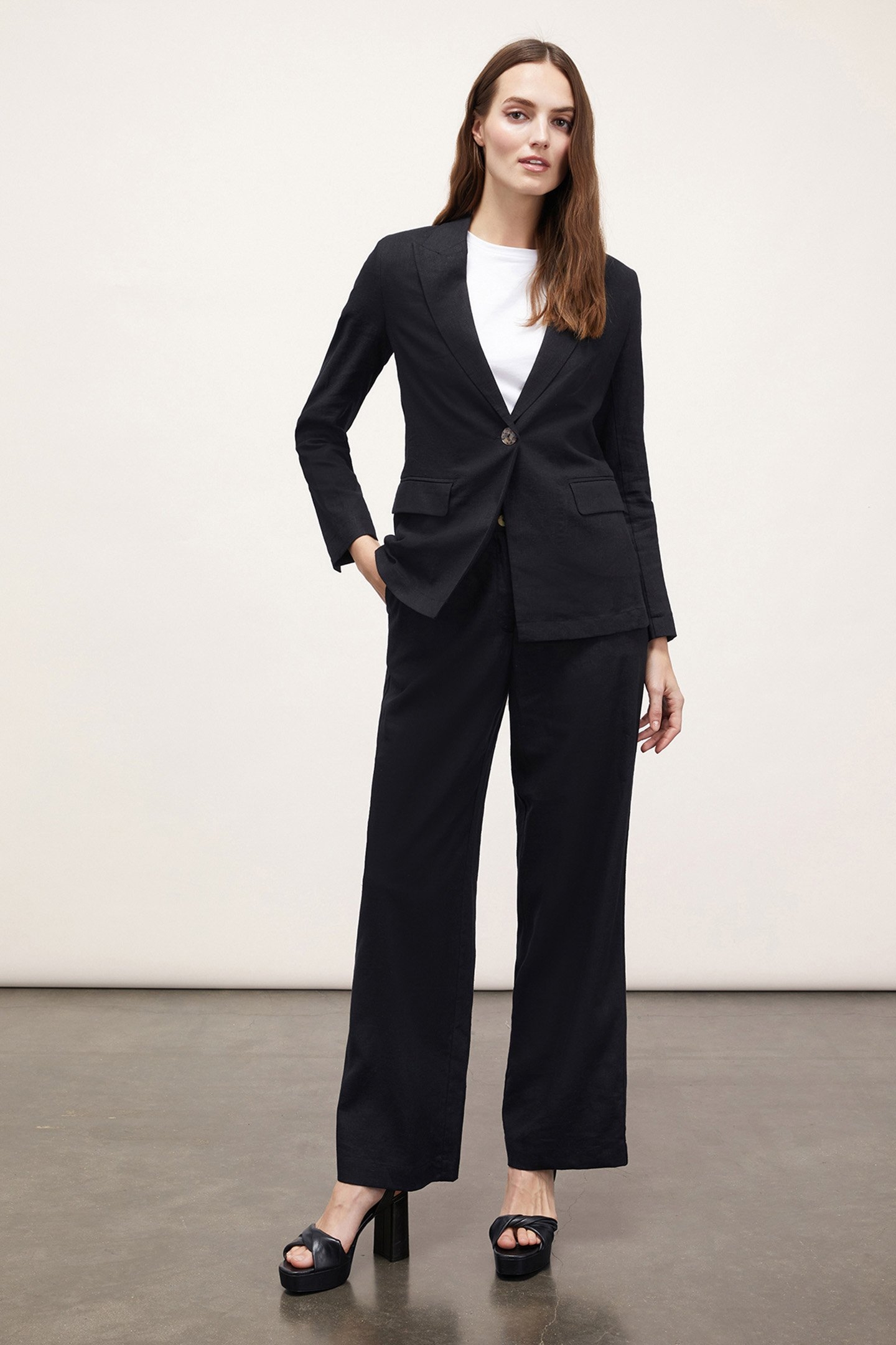 SINGLE-BREASTED VISCOSE LINEN JACKET BLACK 3