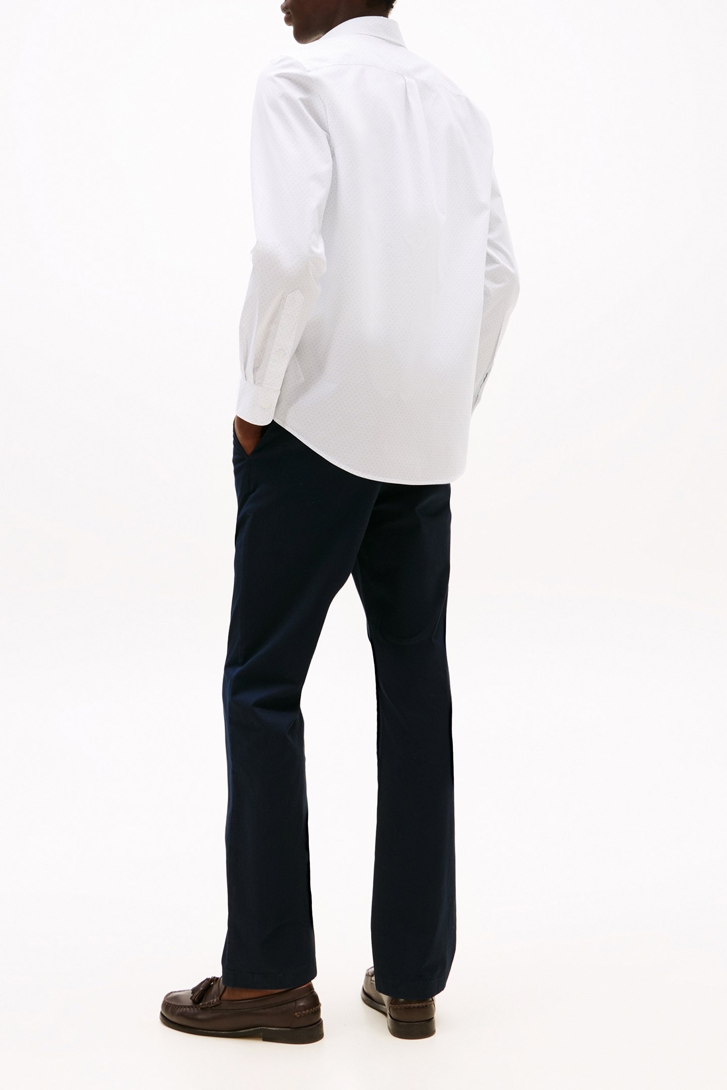 FLEX POPLIN SLIM FIT LS SHIRT WHITE/BREEZY BLUE 3