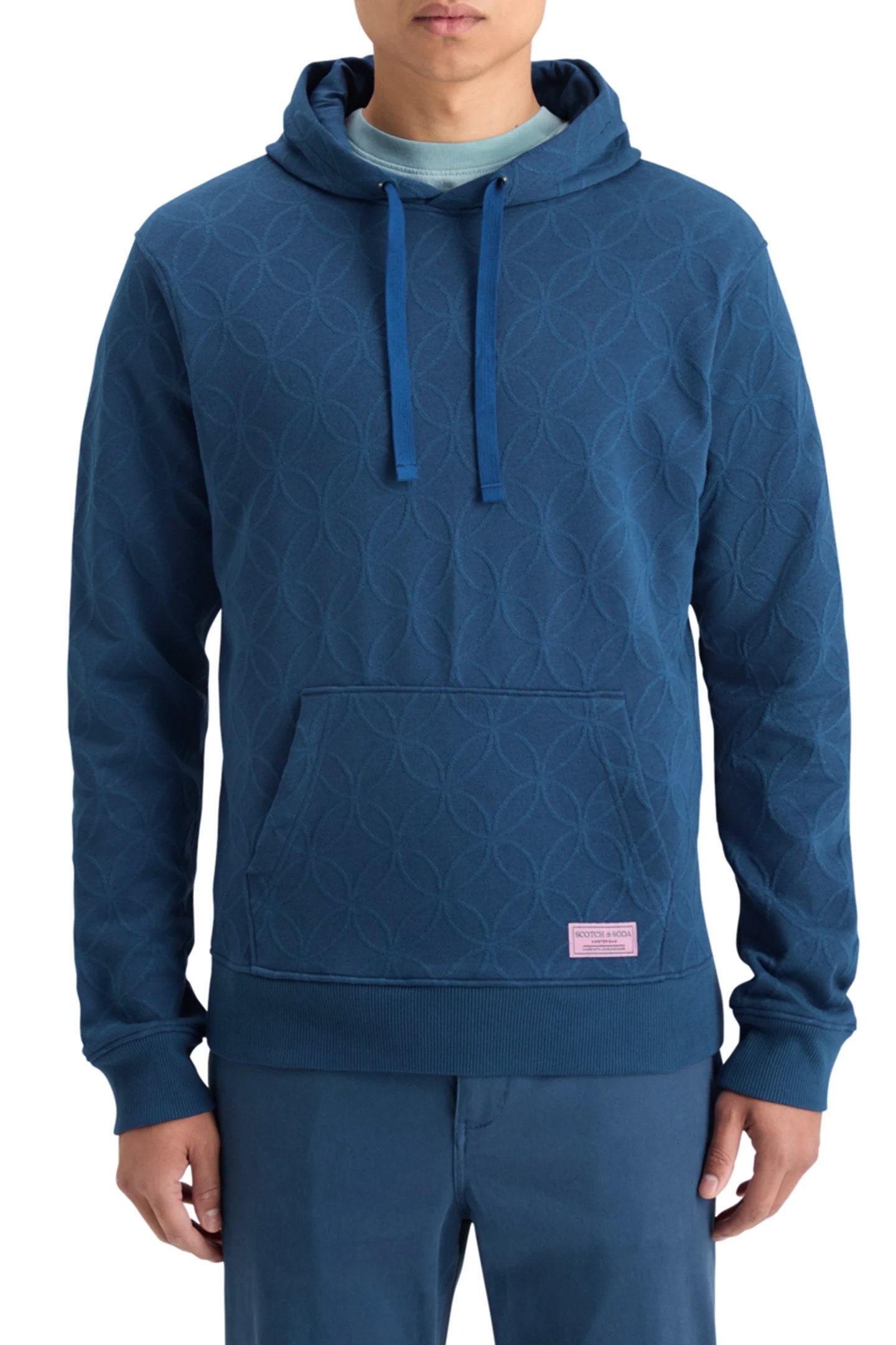 JACQUARD TERRY HOODIE HERITAGE BLUE 1