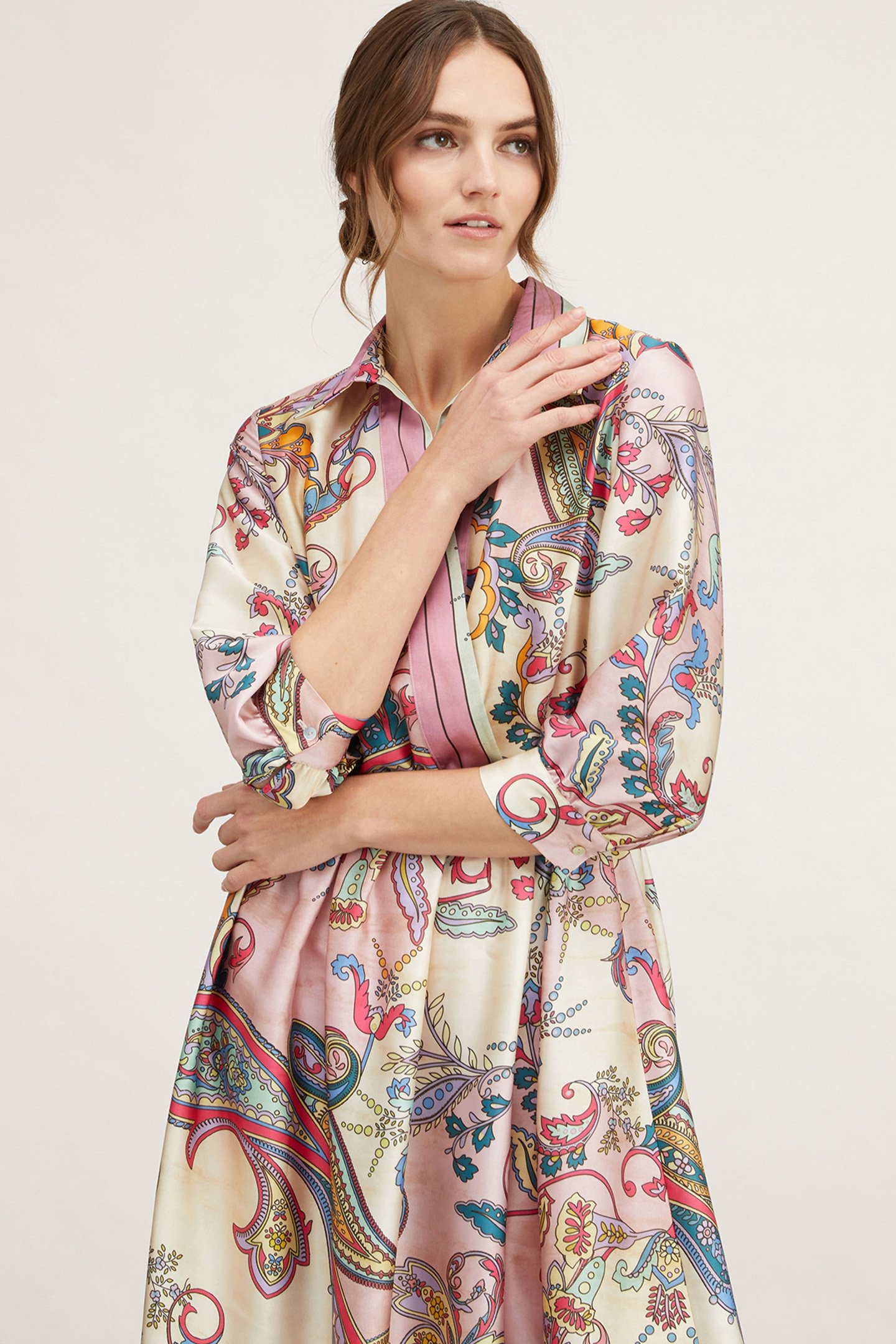 DRESS WITH CASHMERE PATTERN COLLAR RED 5