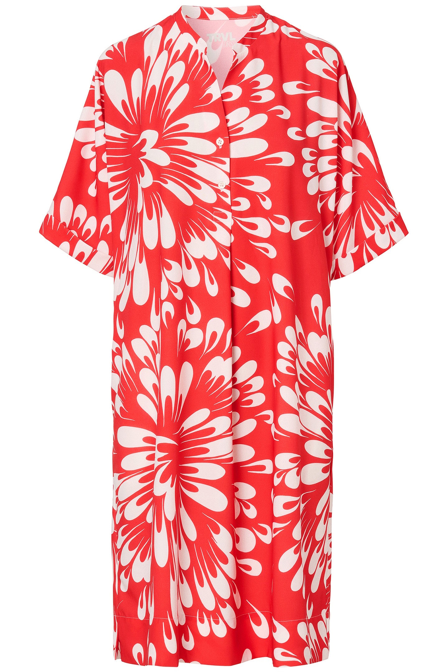 PRINTED SHIFT DRESS FIERY RED 4