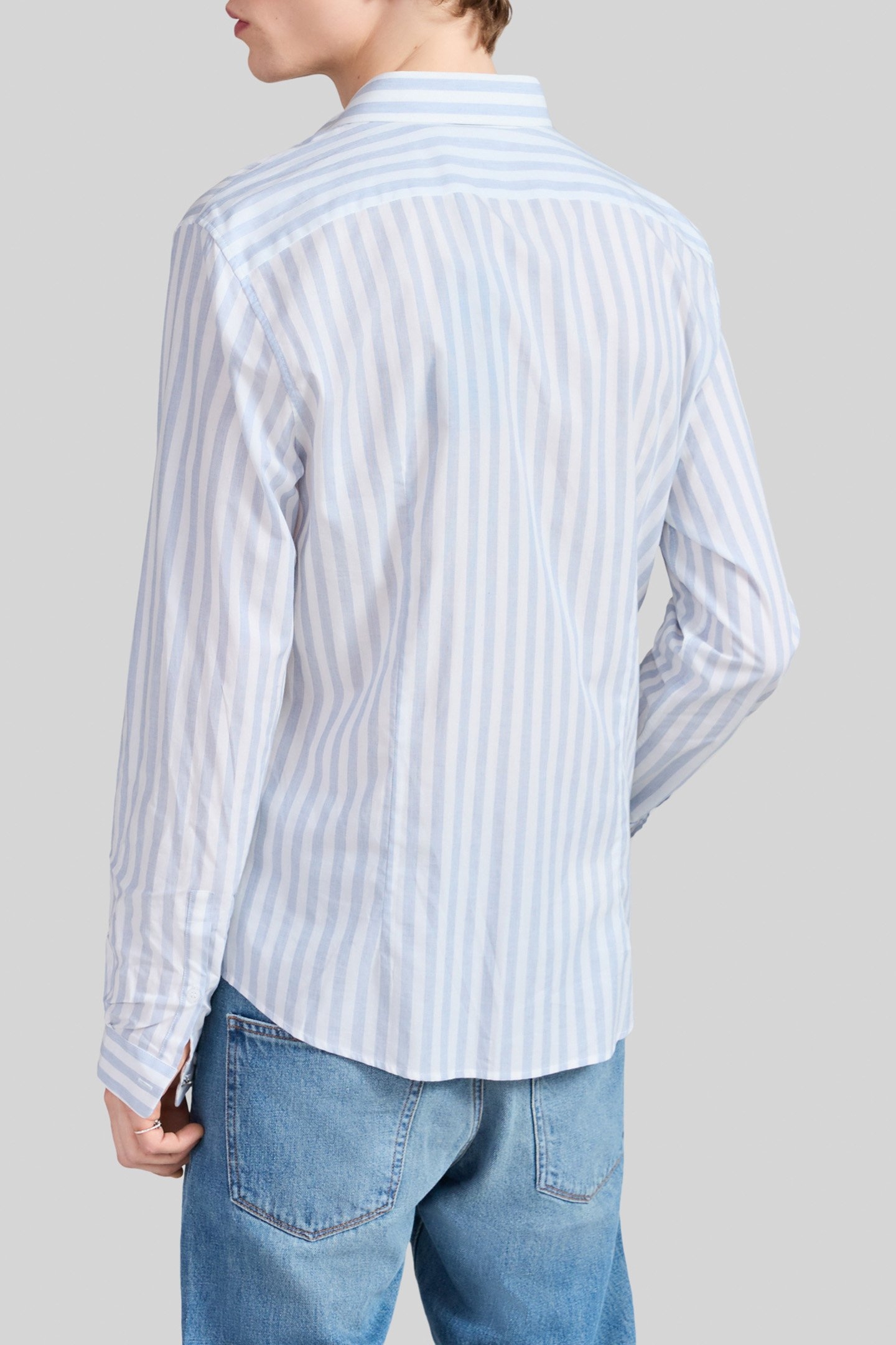 NAVY STRIPED SLIM SHIRT 2
