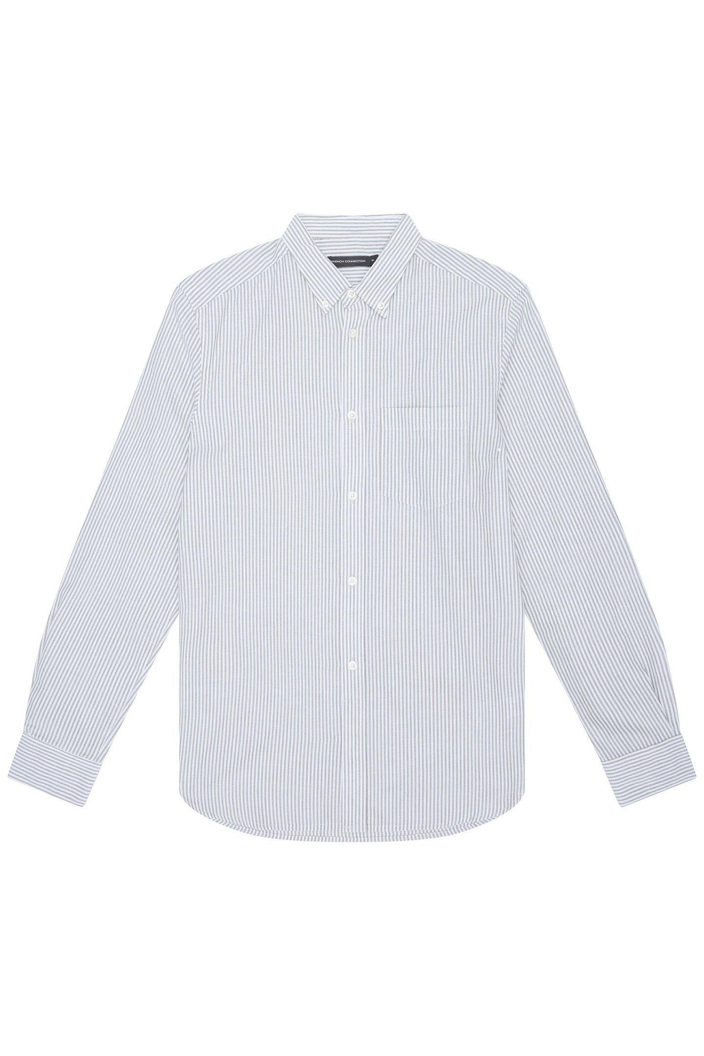 STRIPE POCKET LONG SLEEVE OXFORD SHIRT KHAKI/WHITE 1